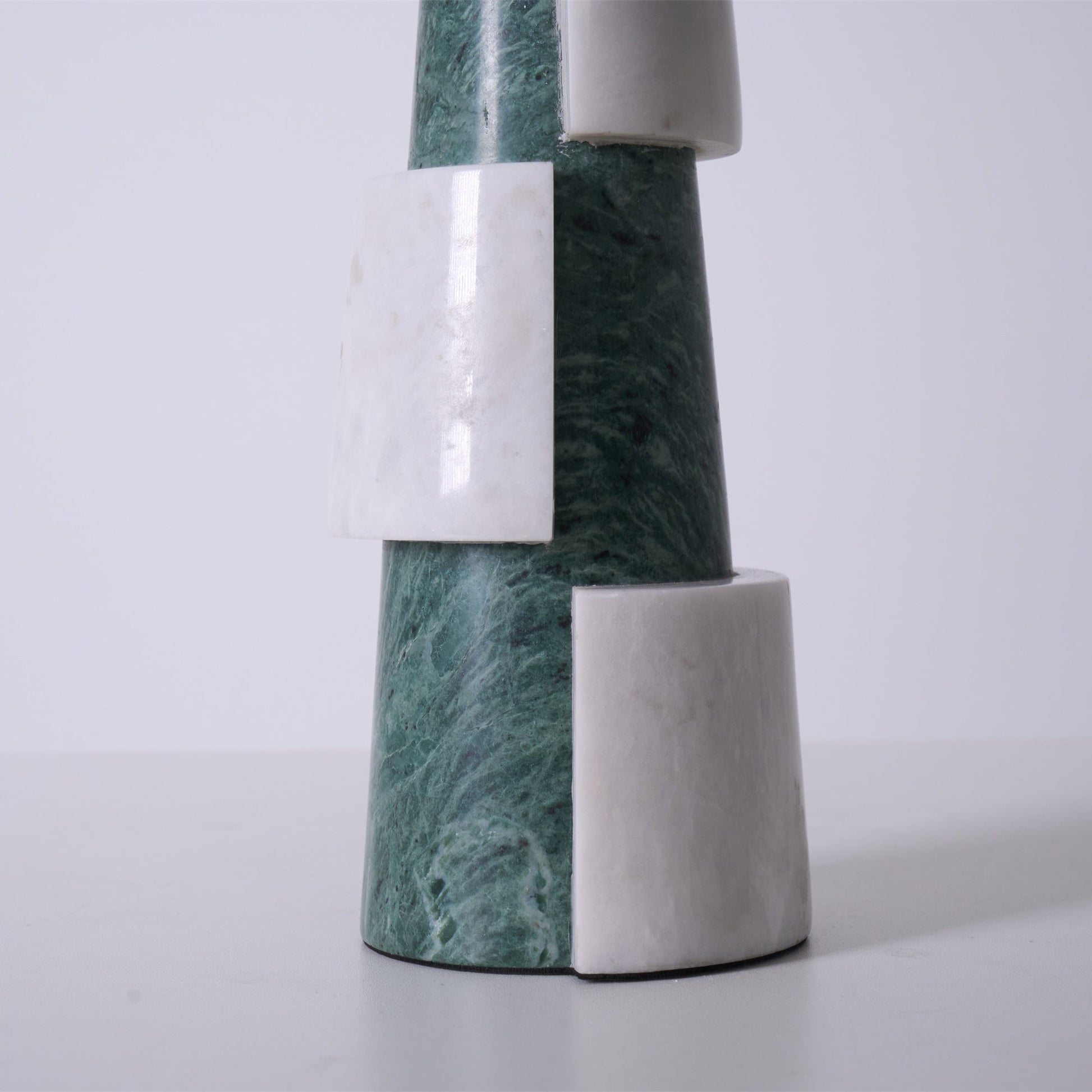 Obelisk Stacked Marble Table Lamp-Neutral Decor