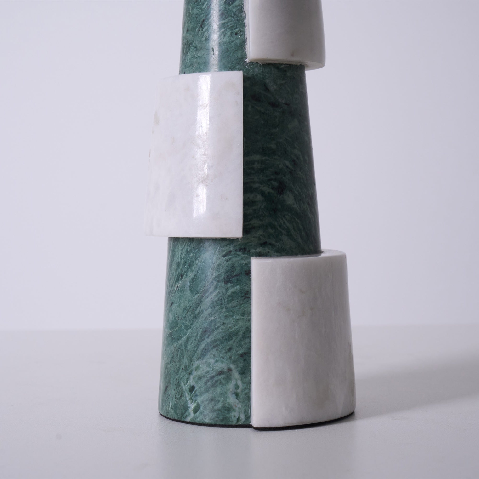 Obelisk Stacked Marble Table Lamp-Neutral Decor