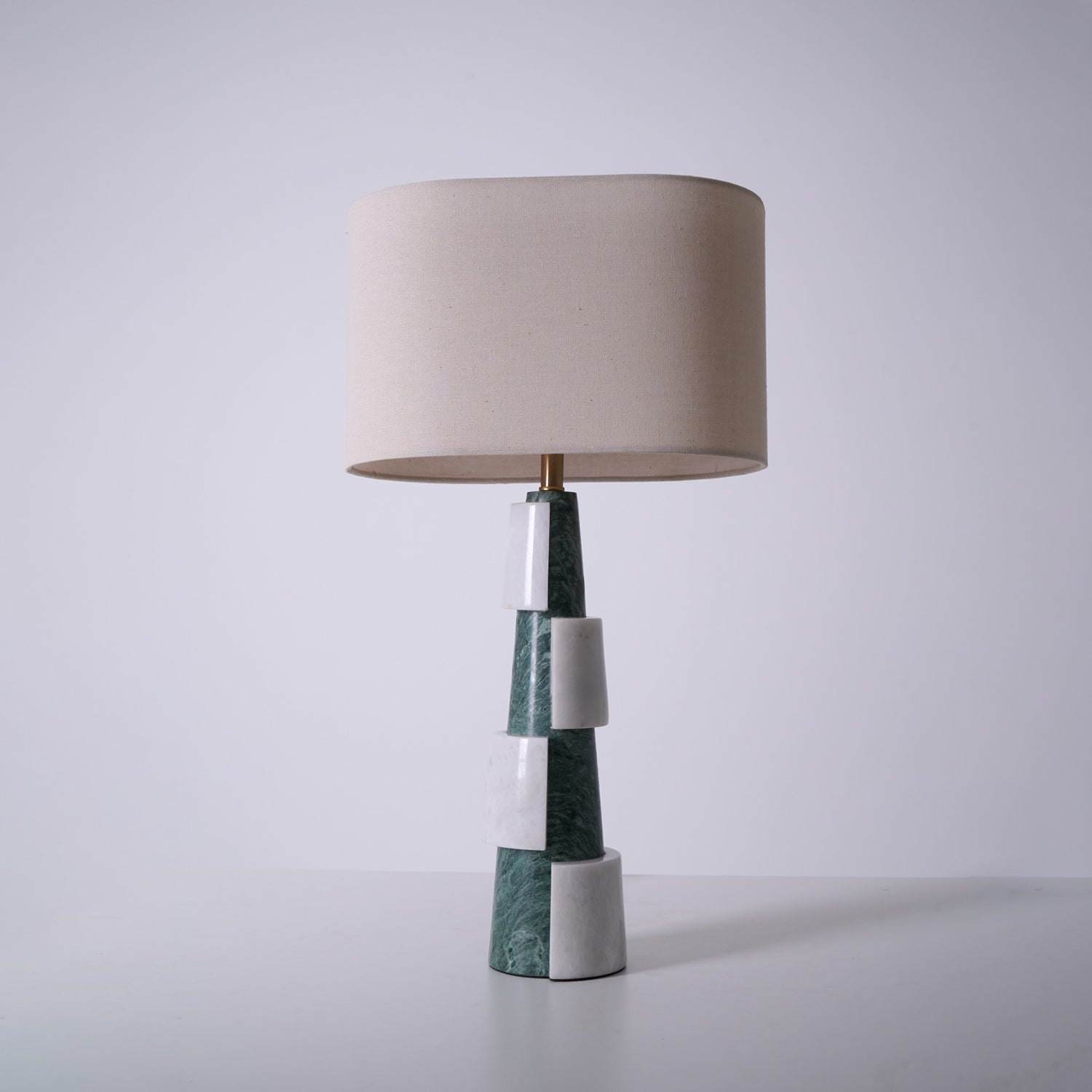Obelisk Stacked Marble Table Lamp-Neutral Decor