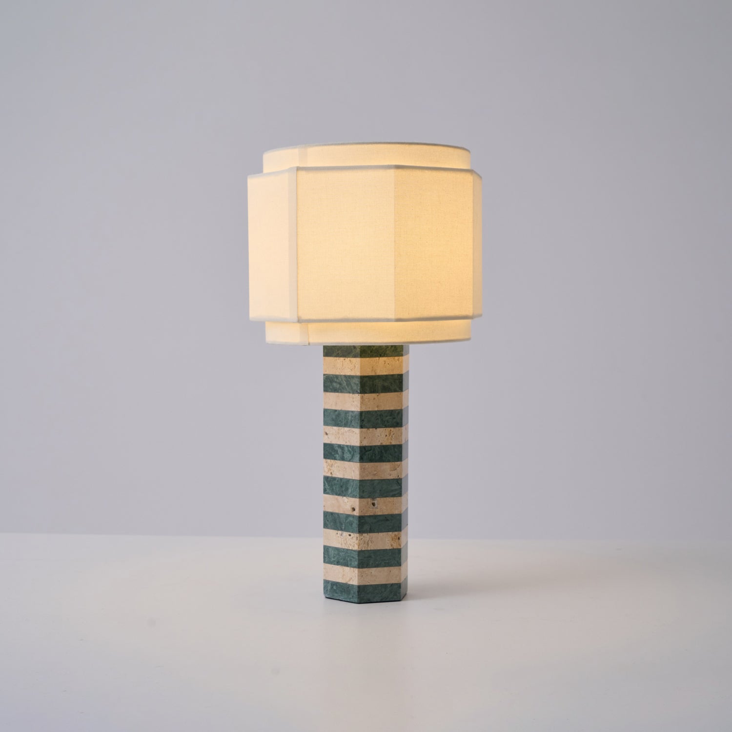 Stripes Fabric Table Lamp-Neutral Decor