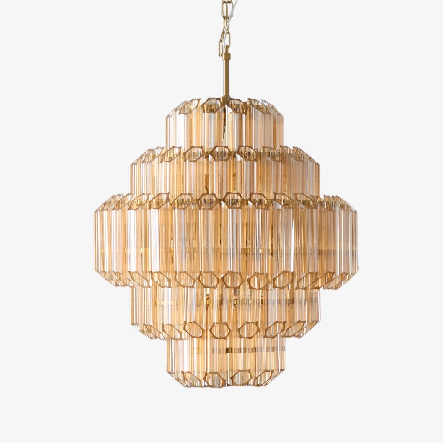 Sola Chandelier Aurum Cascade Murano Glass Prism Art-Neutral Decor