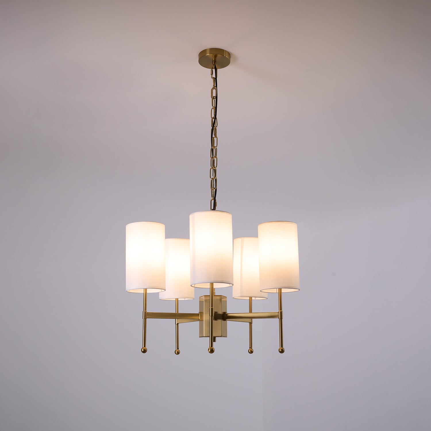 Ulcarisra Traditional Vintage Brass Fabric Chandelier-Neutral Decor