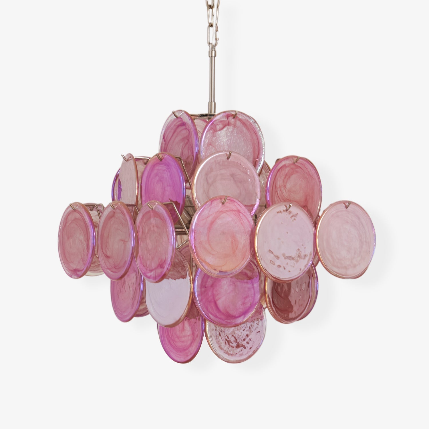 Aurora Chandelier Pink Glass Disc Layered Romantic-Neutral Decor
