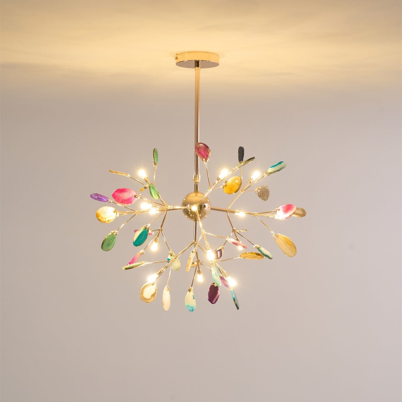 Ulenor Chandelier Colorful Leaf Gilded Arms-Neutral Decor