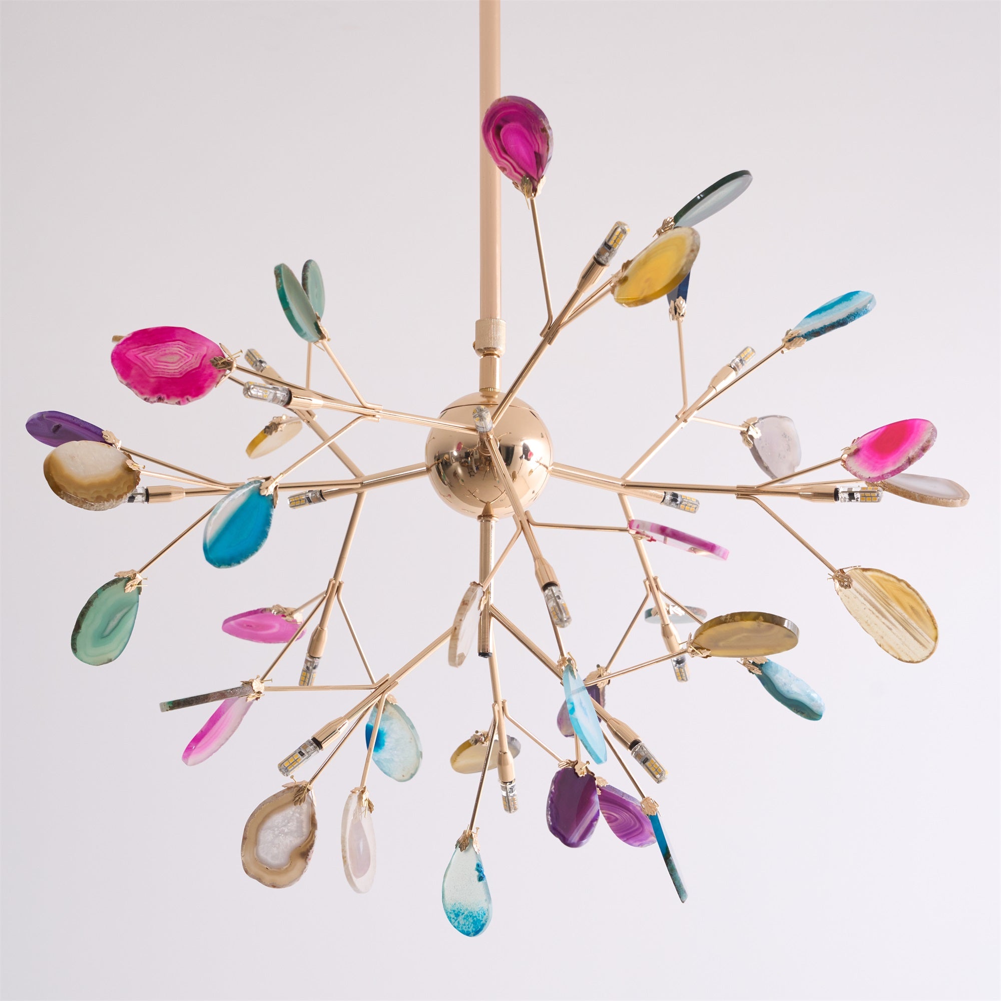 Ulenor Chandelier Colorful Leaf Gilded Arms-Neutral Decor
