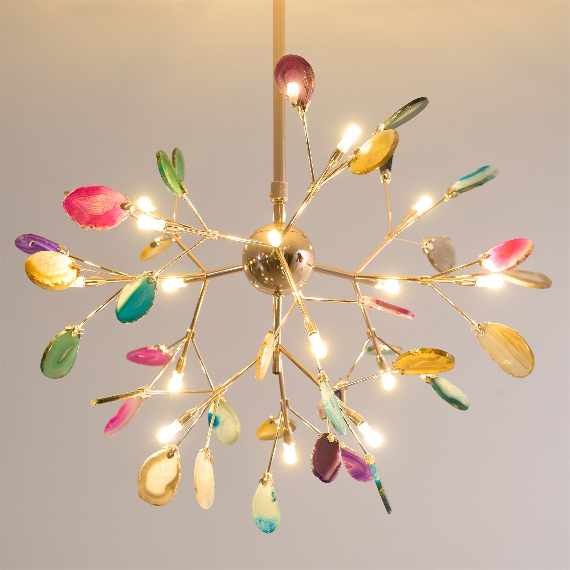 Ulenor Chandelier Colorful Leaf Gilded Arms-Neutral Decor