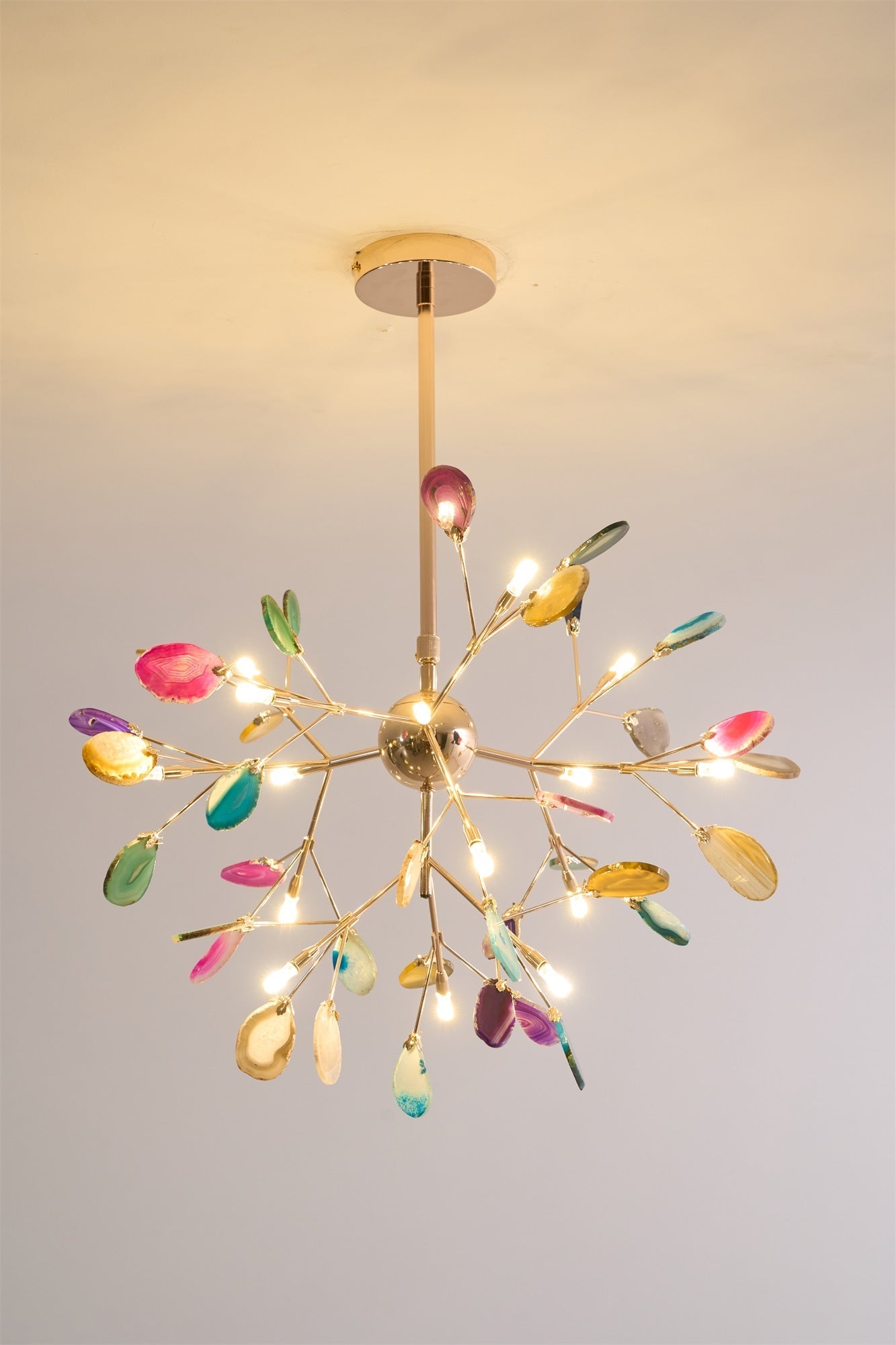 Ulenor Chandelier Colorful Leaf Gilded Arms-Neutral Decor