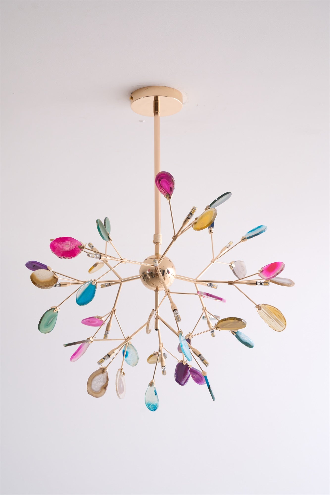 Ulenor Chandelier Colorful Leaf Gilded Arms-Neutral Decor