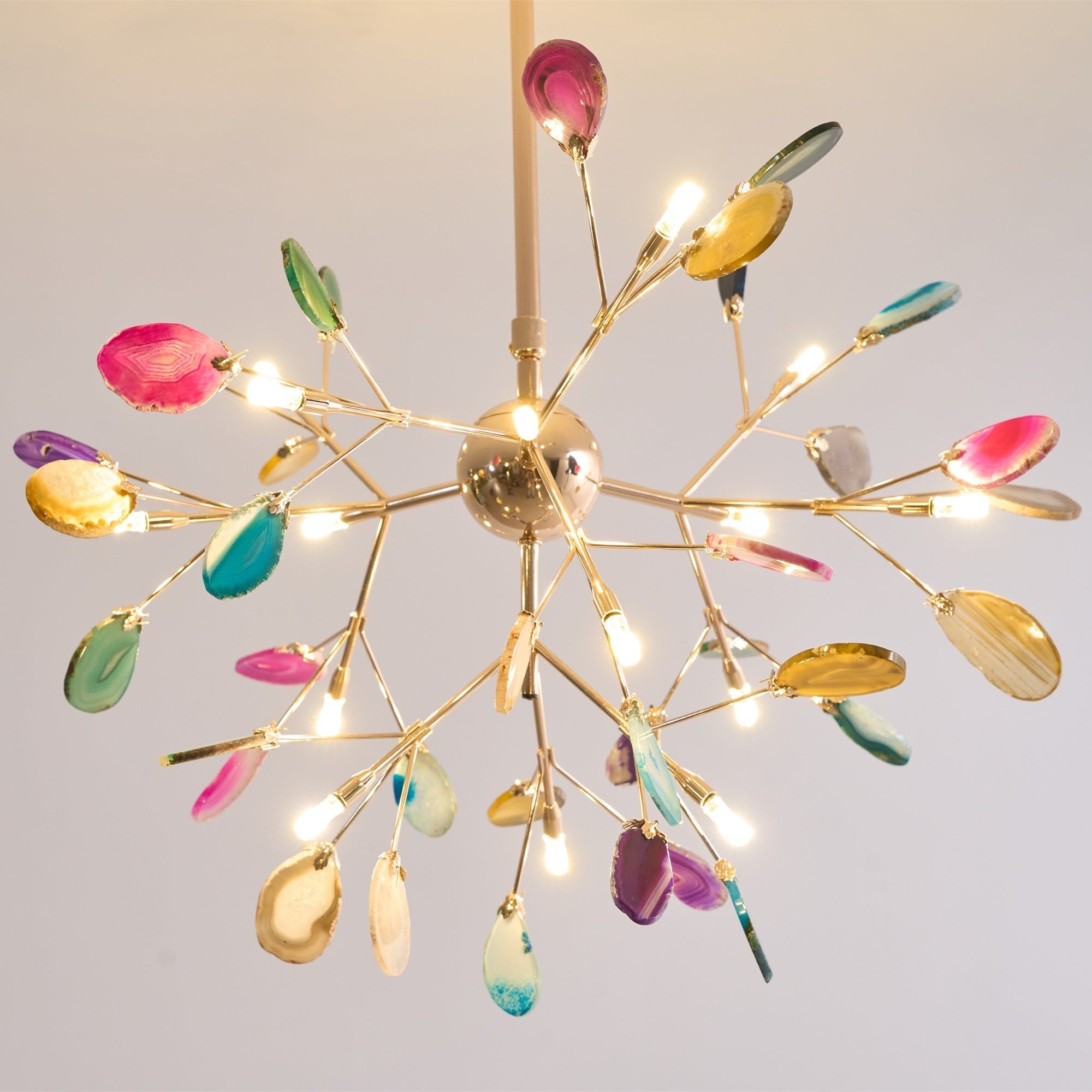 Ulenor Chandelier Colorful Leaf Gilded Arms-Neutral Decor