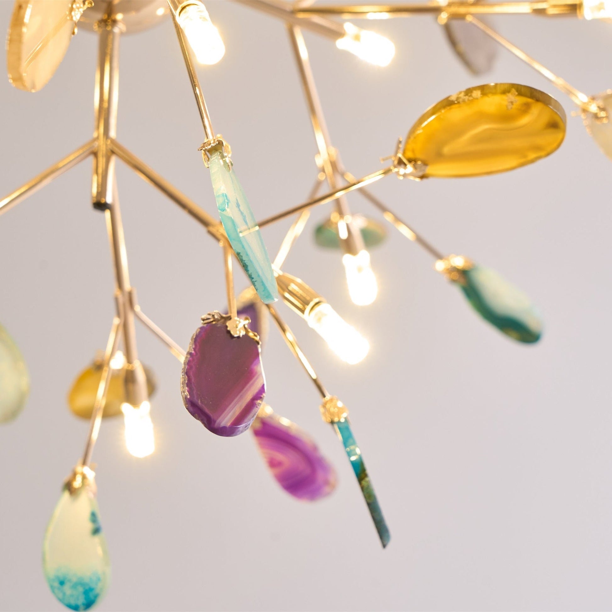 Ulenor Chandelier Colorful Leaf Gilded Arms-Neutral Decor