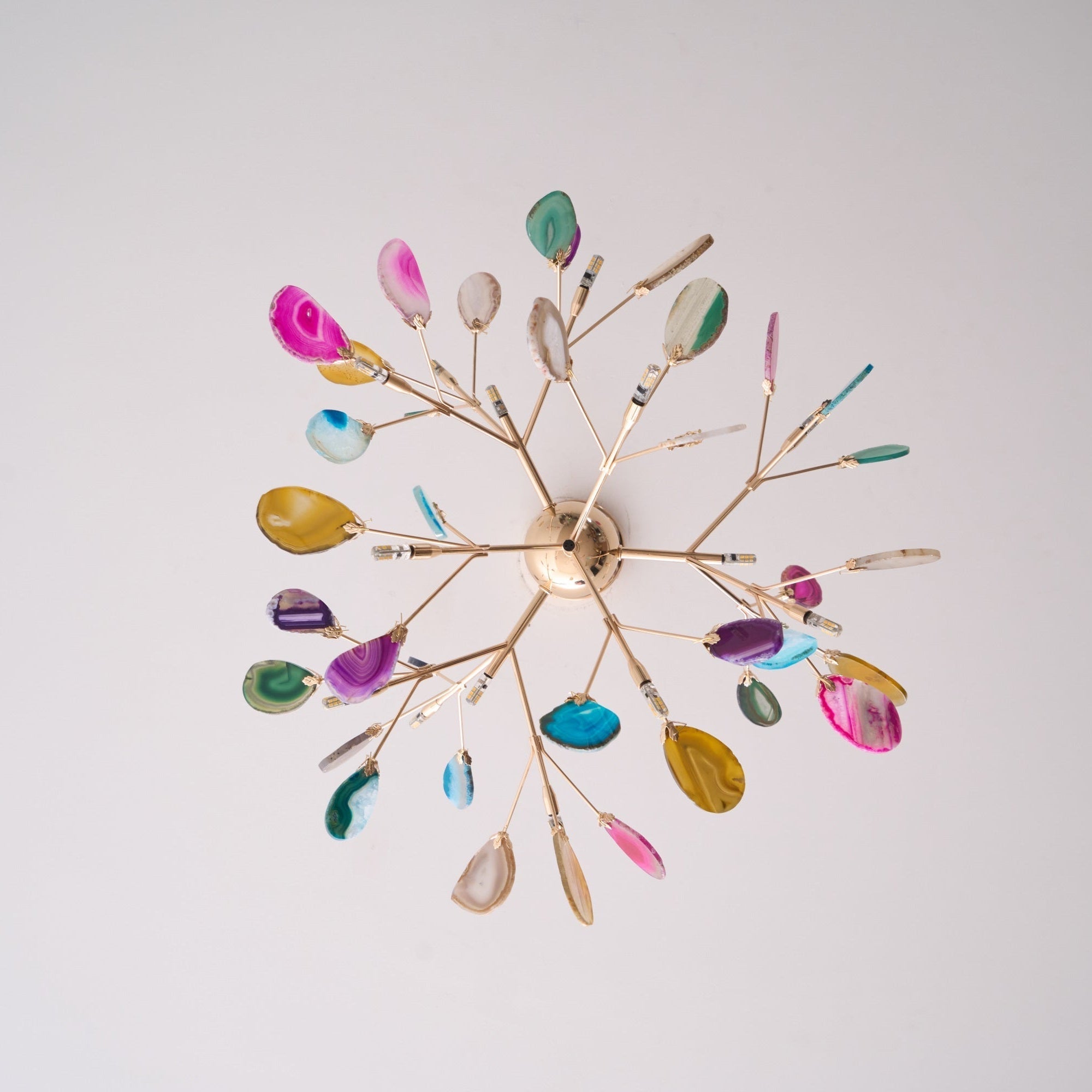 Ulenor Chandelier Colorful Leaf Gilded Arms-Neutral Decor