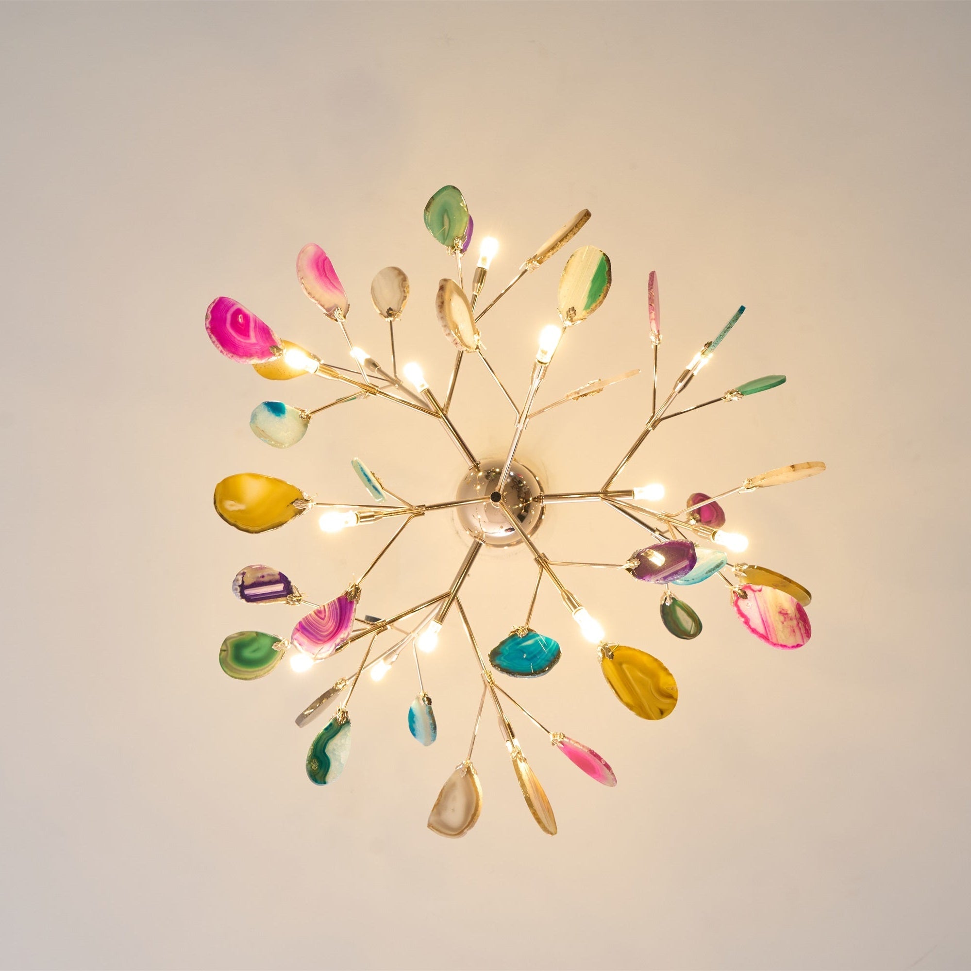Ulenor Chandelier Colorful Leaf Gilded Arms-Neutral Decor