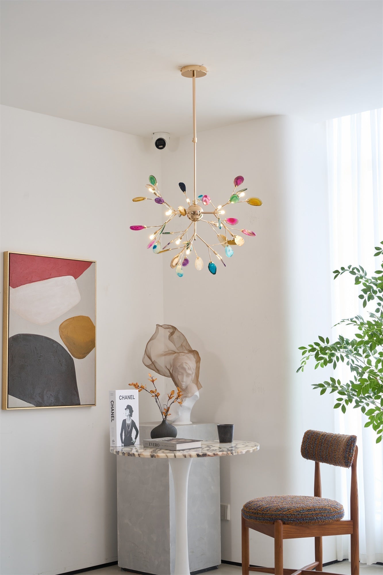 Ulenor Chandelier Colorful Leaf Gilded Arms-Neutral Decor
