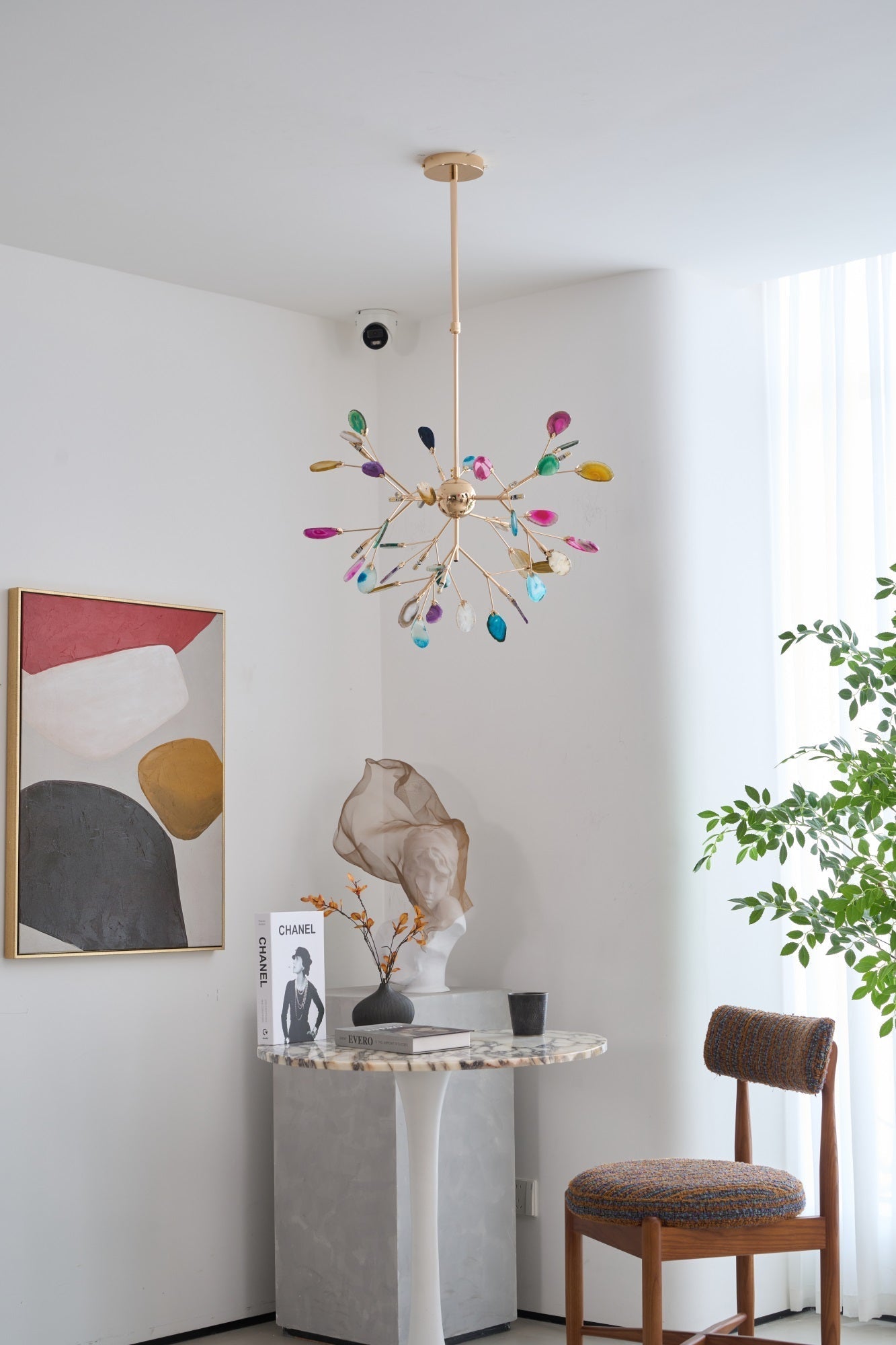 Ulenor Chandelier Colorful Leaf Gilded Arms-Neutral Decor