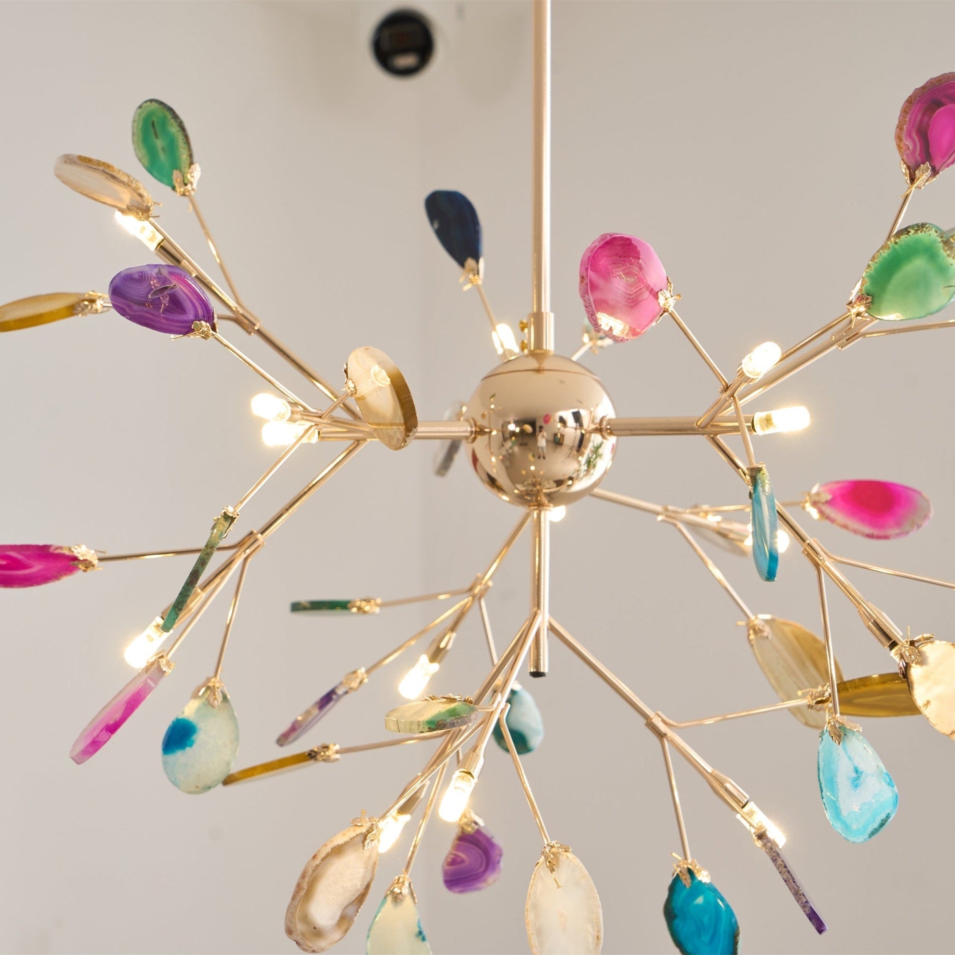 Ulenor Chandelier Colorful Leaf Gilded Arms-Neutral Decor