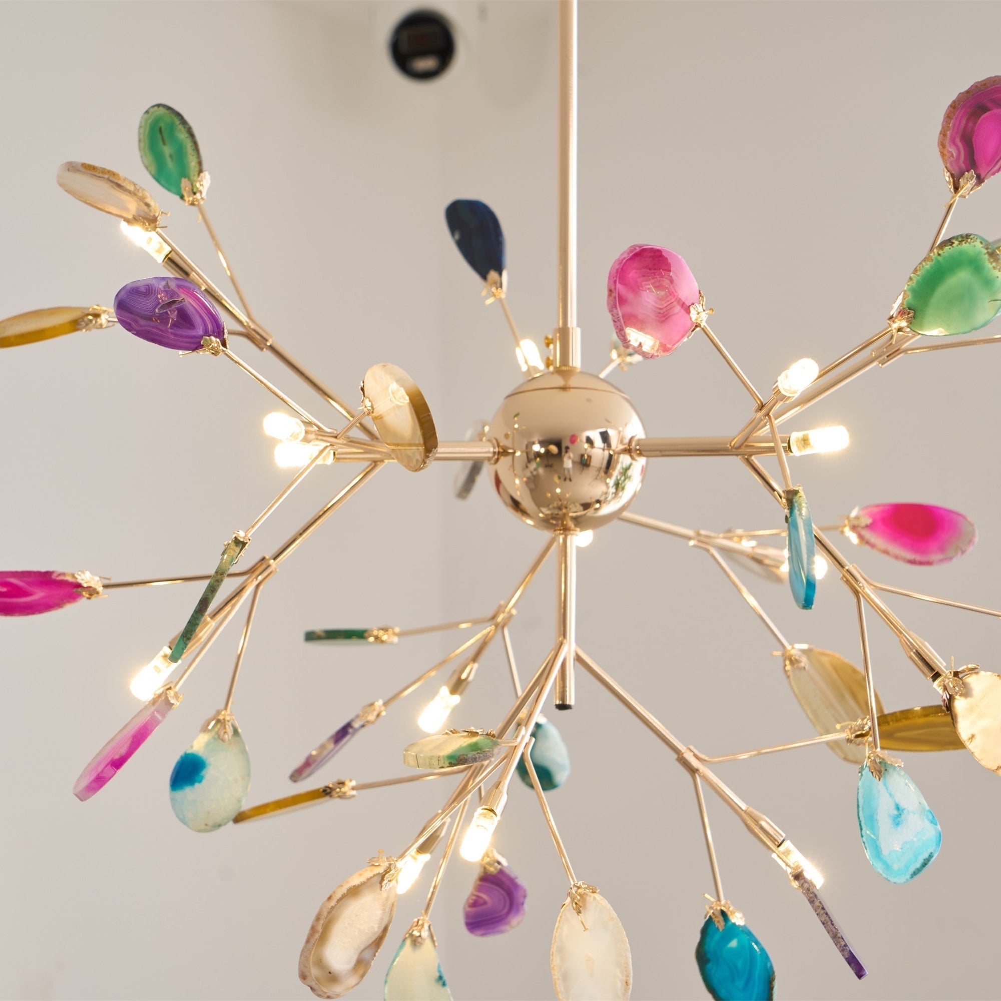 Ulenor Chandelier Colorful Leaf Gilded Arms-Neutral Decor