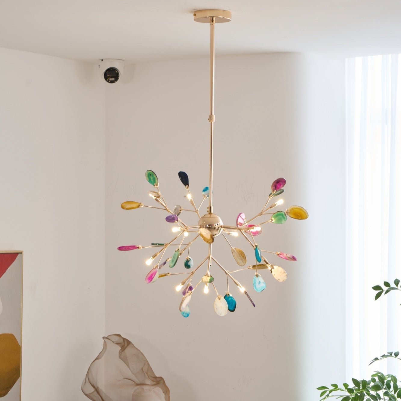 Ulenor Chandelier Colorful Leaf Gilded Arms-Neutral Decor