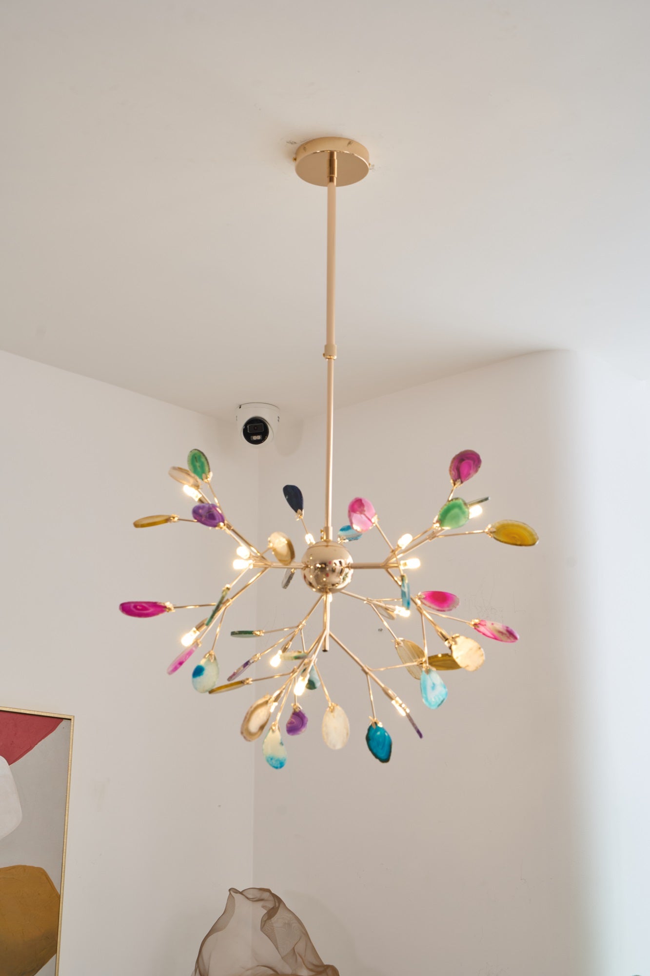 Ulenor Chandelier Colorful Leaf Gilded Arms-Neutral Decor
