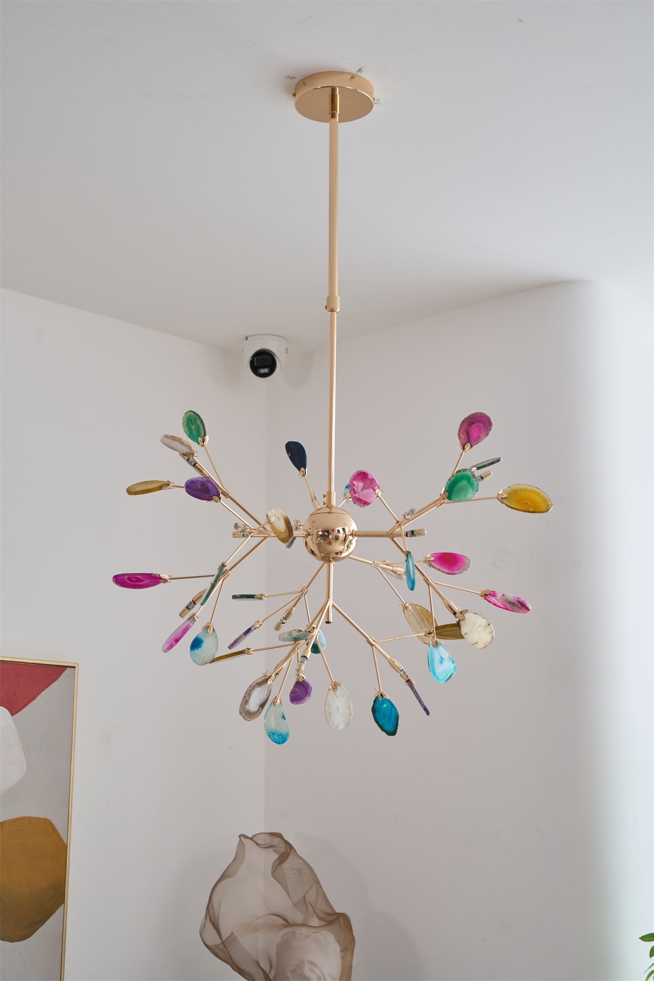 Ulenor Chandelier Colorful Leaf Gilded Arms-Neutral Decor
