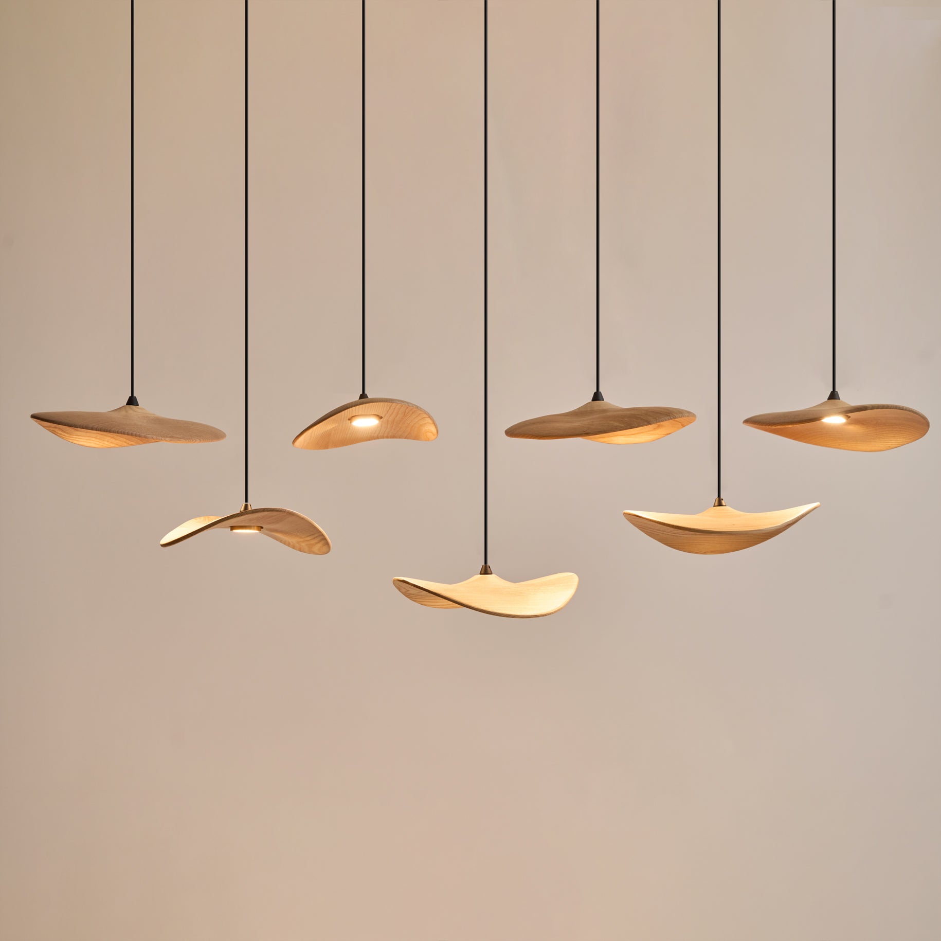 Abbott Modern Minimalist Empty Leaf Wood Chandelier-Neutral Decor