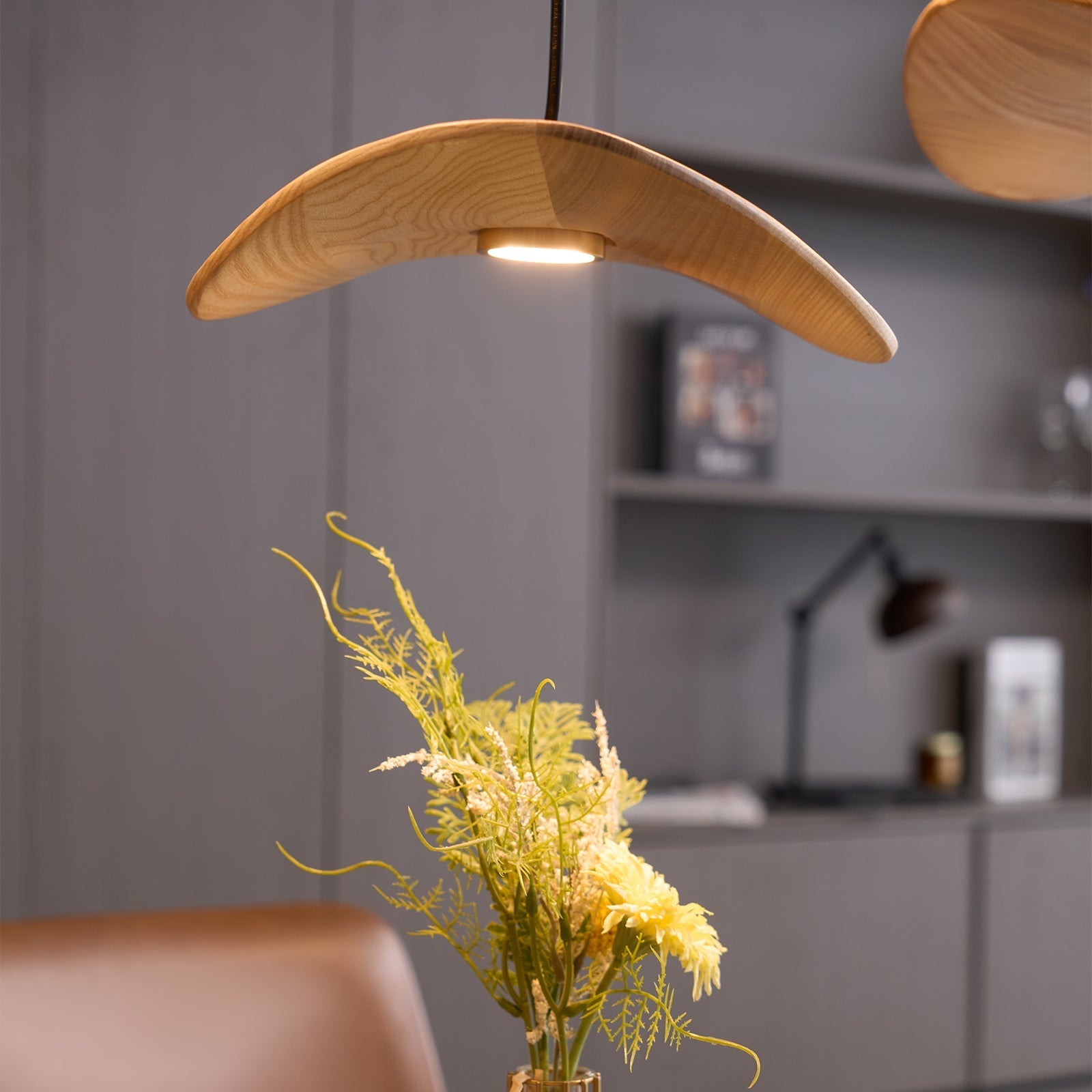 Abbott Modern Minimalist Empty Leaf Wood Chandelier-Neutral Decor