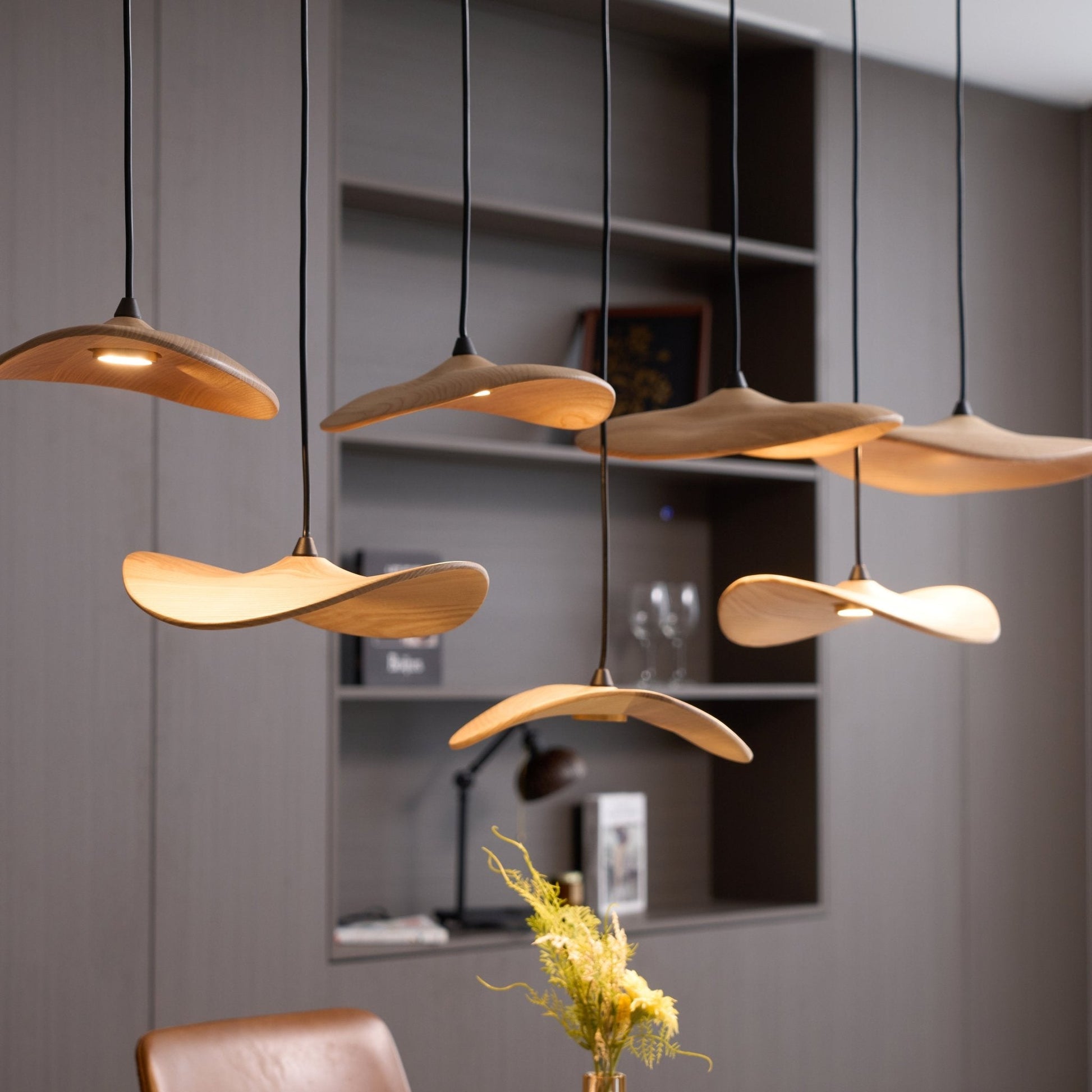 Abbott Modern Minimalist Empty Leaf Wood Chandelier-Neutral Decor