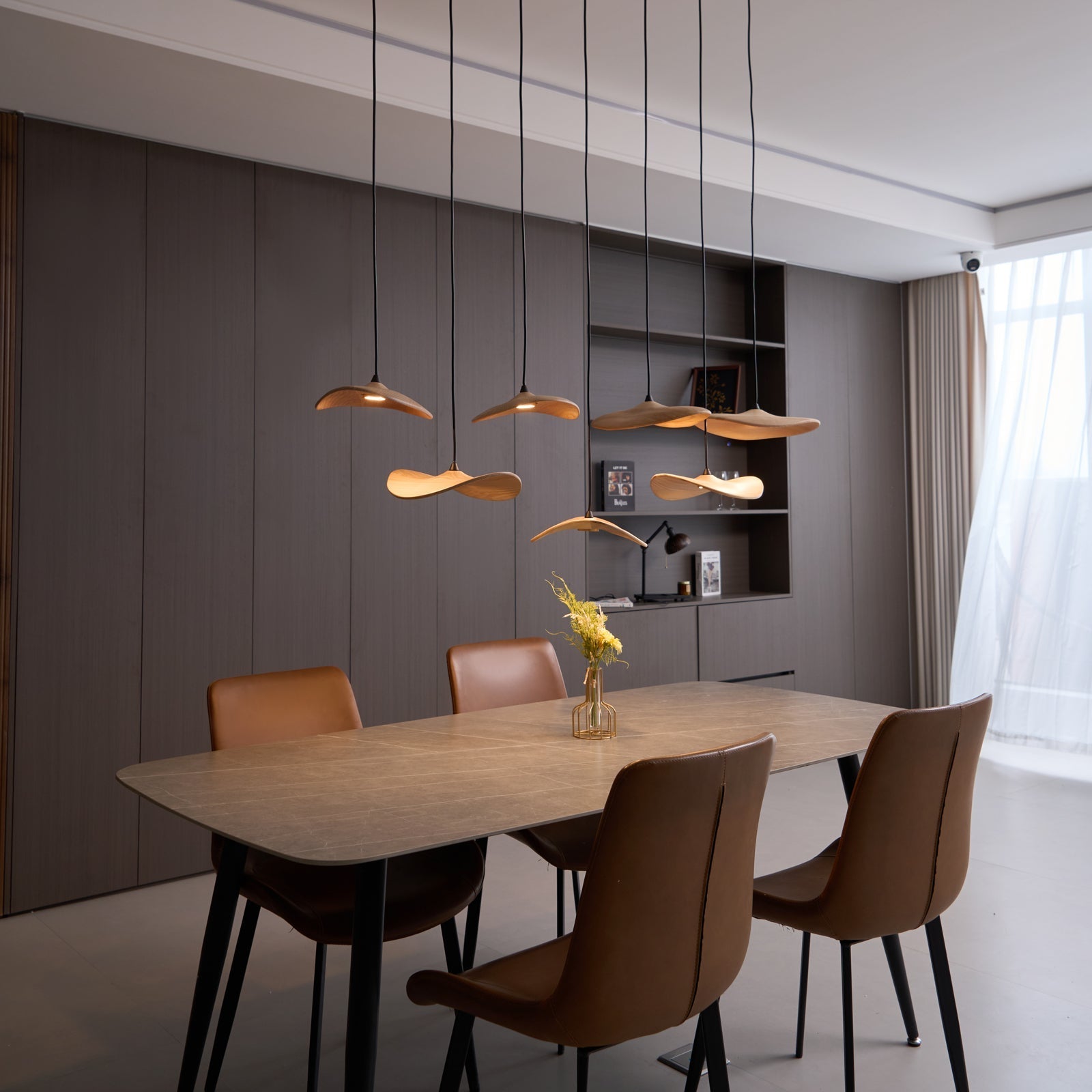 Abbott Modern Minimalist Empty Leaf Wood Chandelier-Neutral Decor