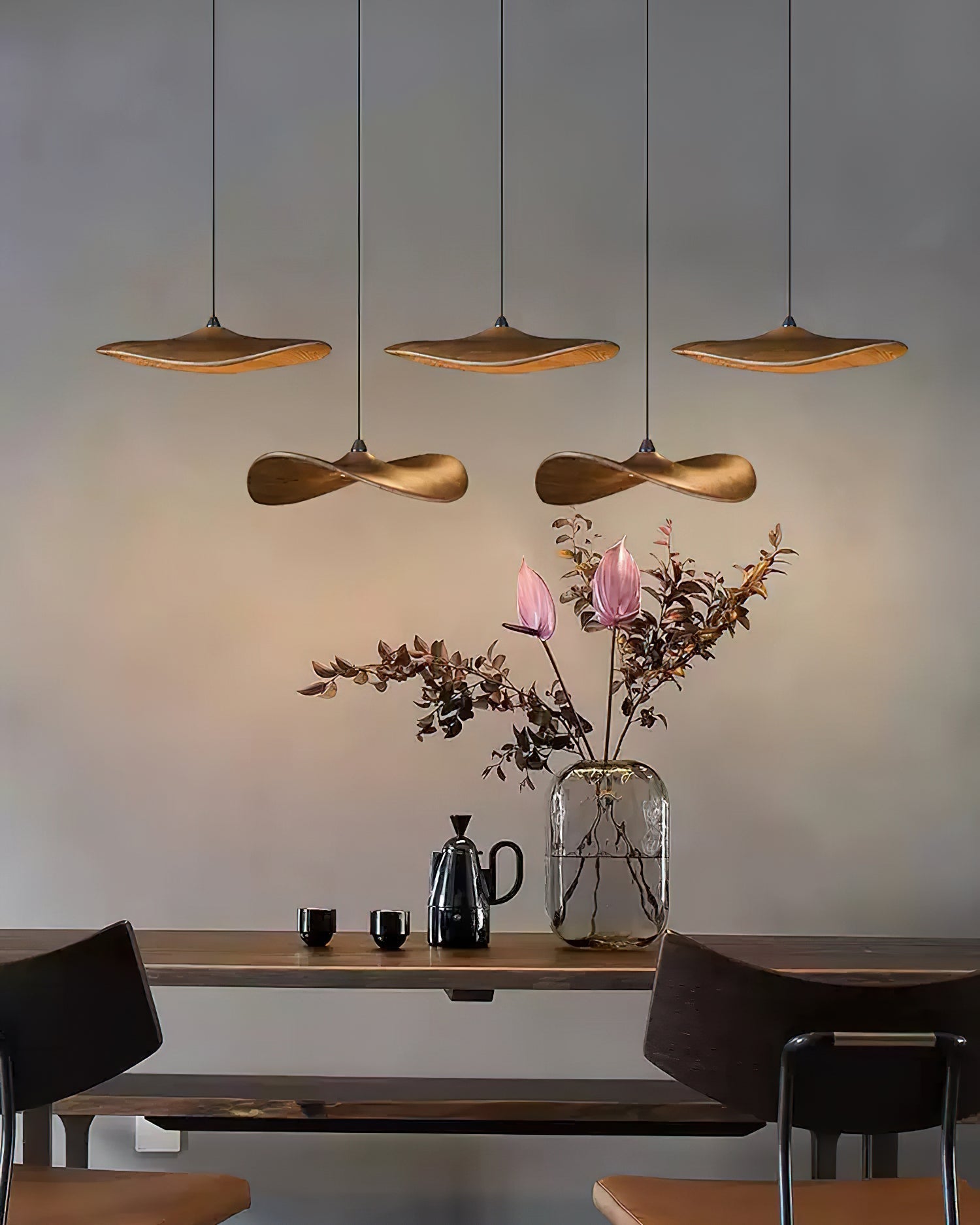 Abbott Modern Minimalist Empty Leaf Wood Chandelier-Neutral Decor