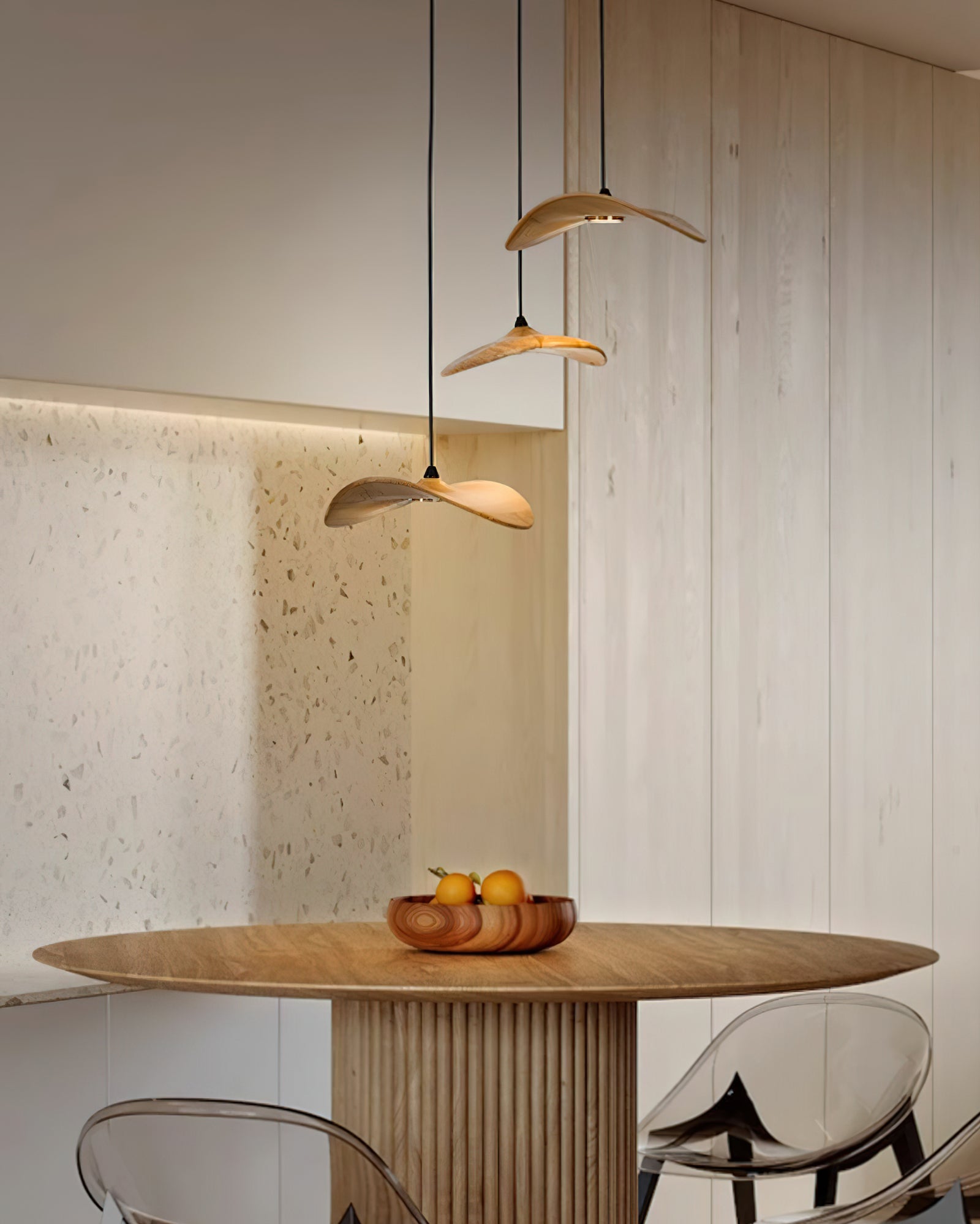 Abbott Modern Minimalist Empty Leaf Wood Chandelier-Neutral Decor