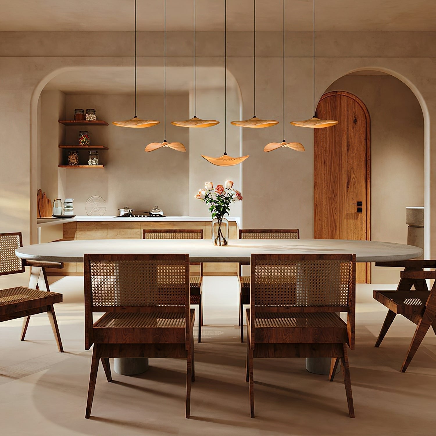 Abbott Modern Minimalist Empty Leaf Wood Chandelier-Neutral Decor