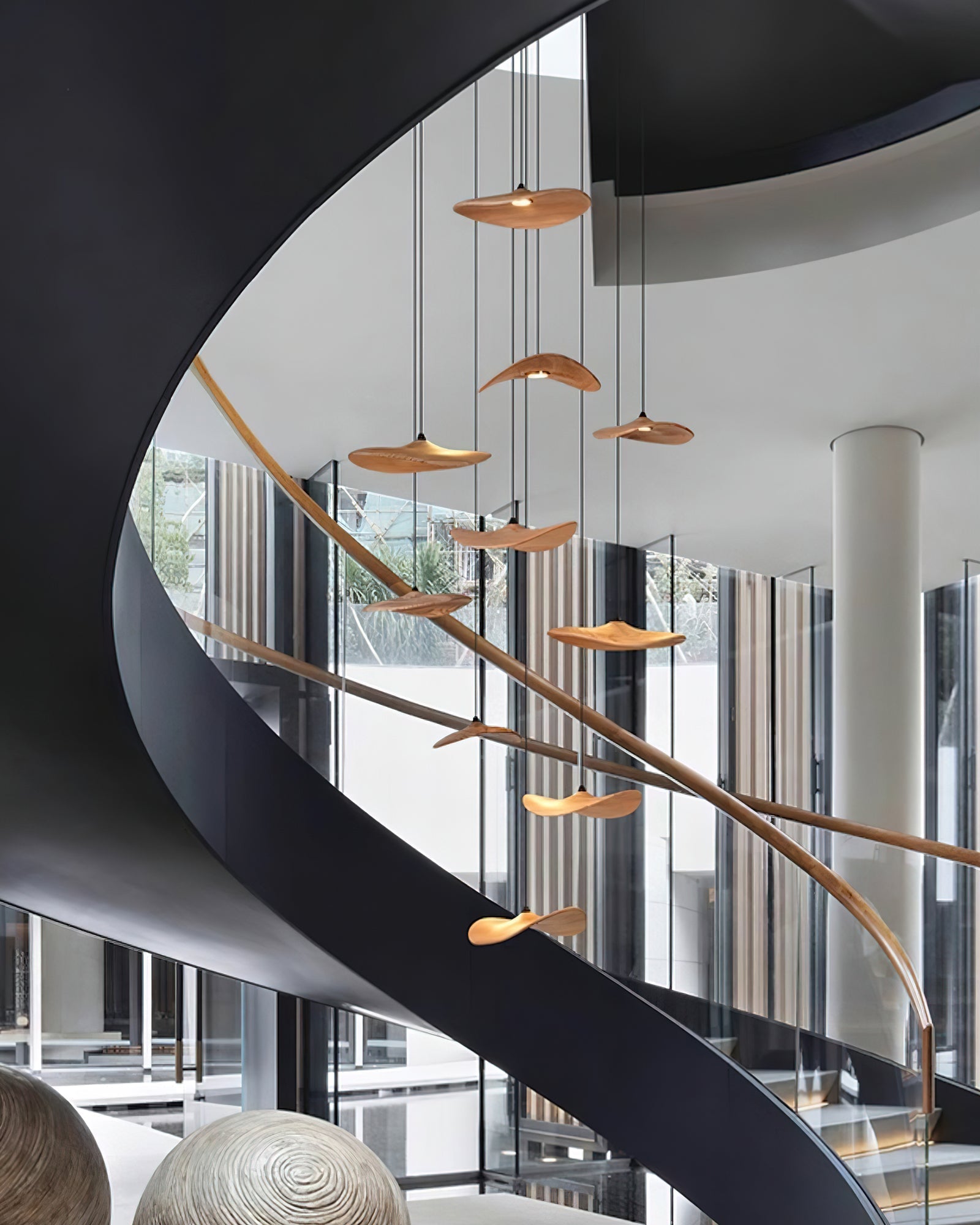 Abbott Modern Minimalist Empty Leaf Wood Chandelier-Neutral Decor