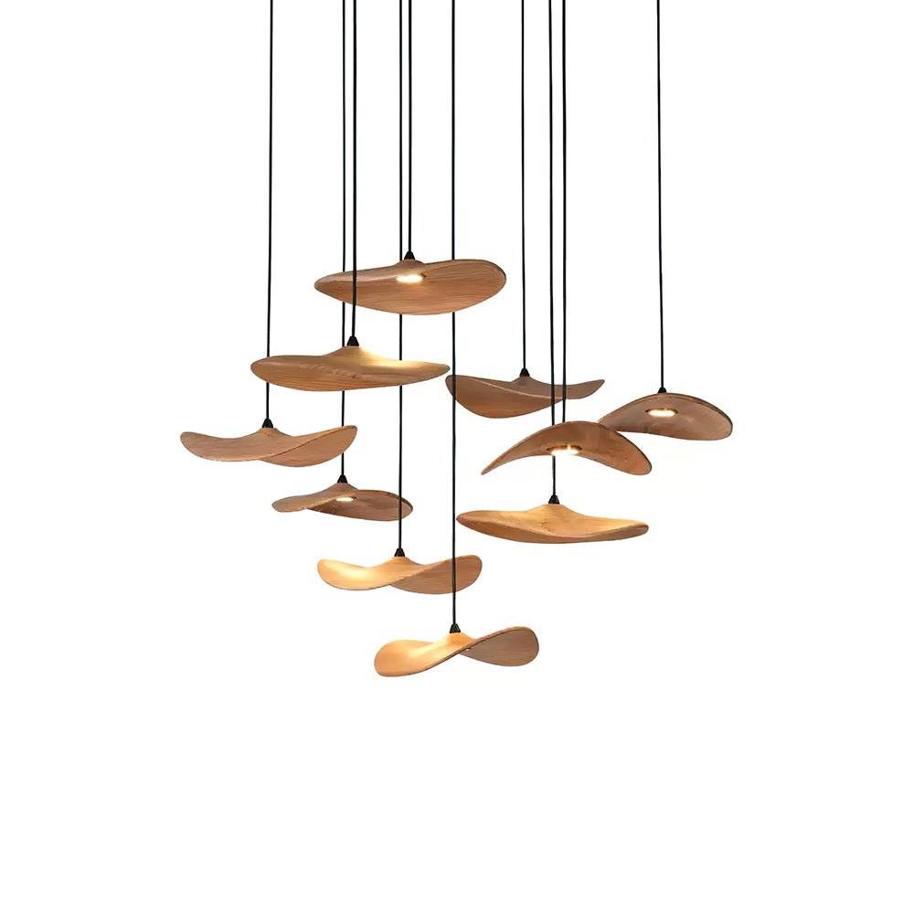 Abbott Modern Minimalist Empty Leaf Wood Chandelier-Neutral Decor