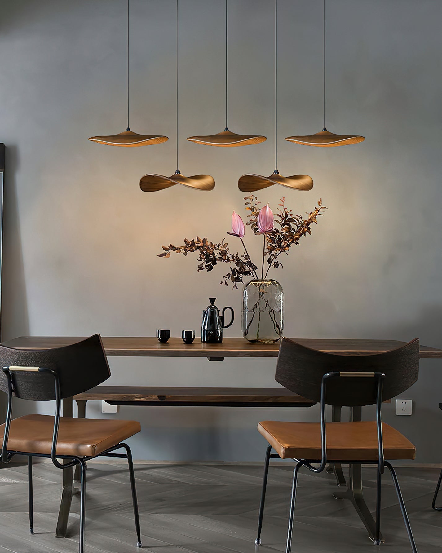Abbott Modern Minimalist Empty Leaf Wood Chandelier-Neutral Decor