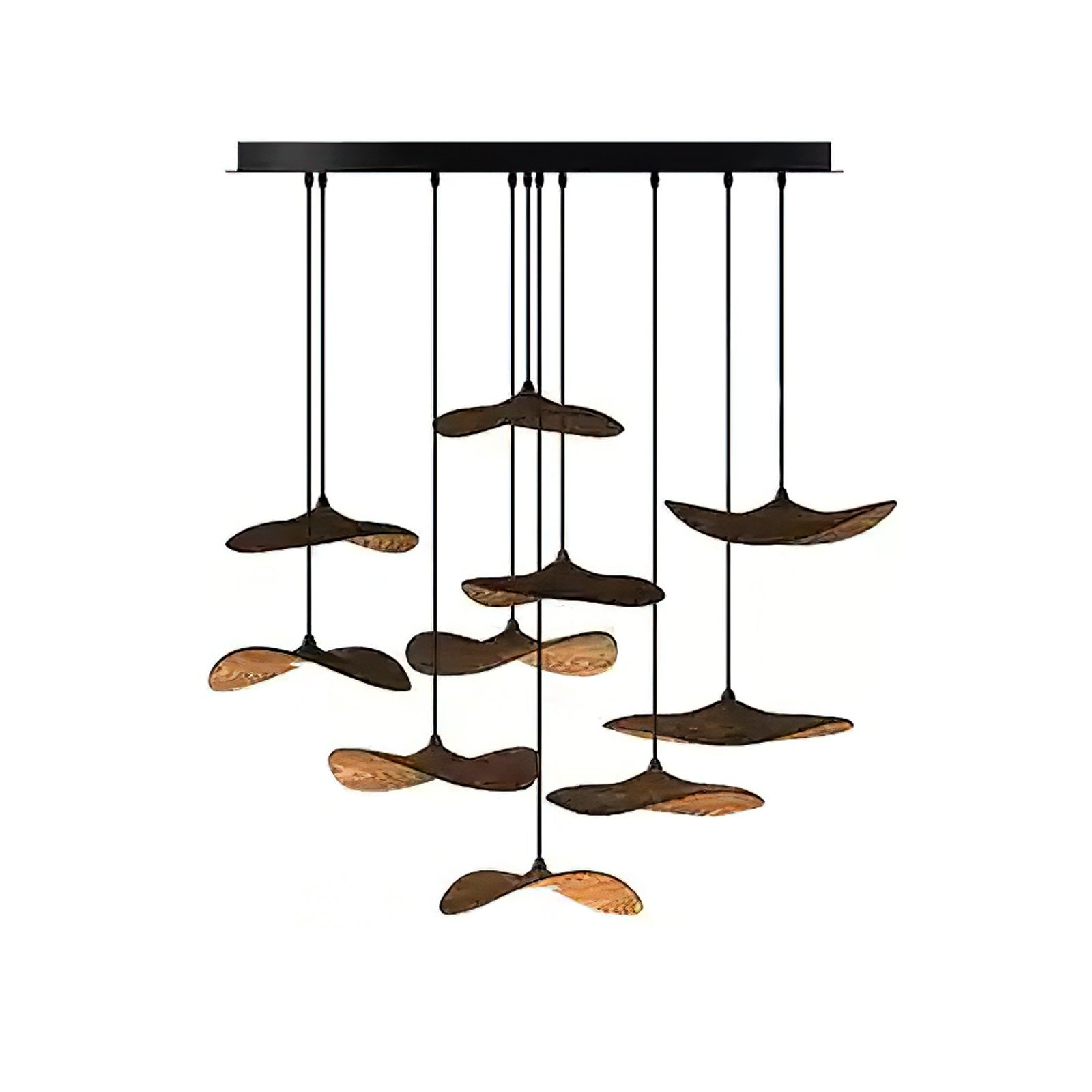 Abbott Modern Minimalist Empty Leaf Wood Chandelier-Neutral Decor