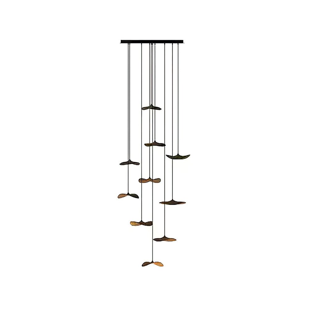 Abbott Modern Minimalist Empty Leaf Wood Chandelier-Neutral Decor