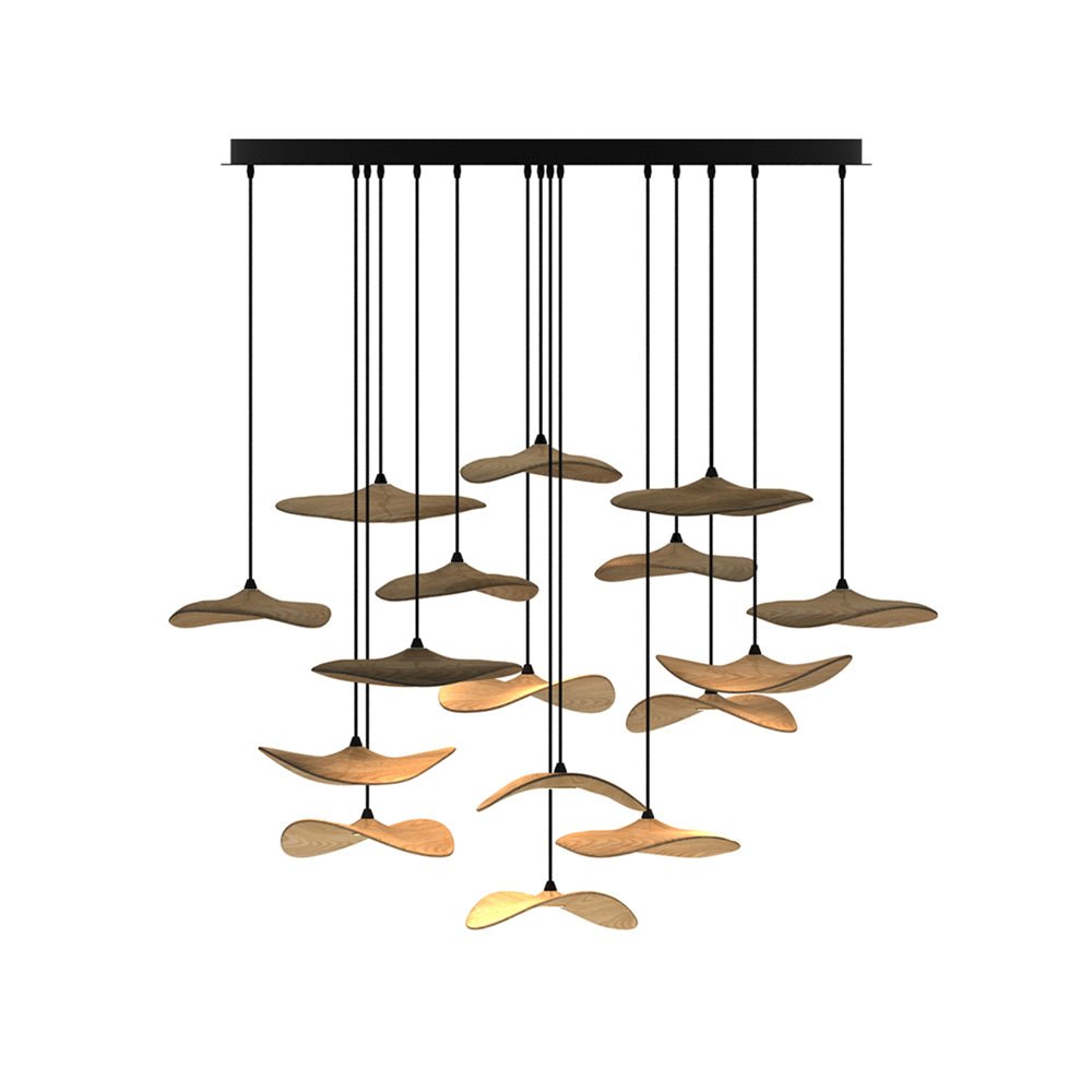 Abbott Modern Minimalist Empty Leaf Wood Chandelier-Neutral Decor