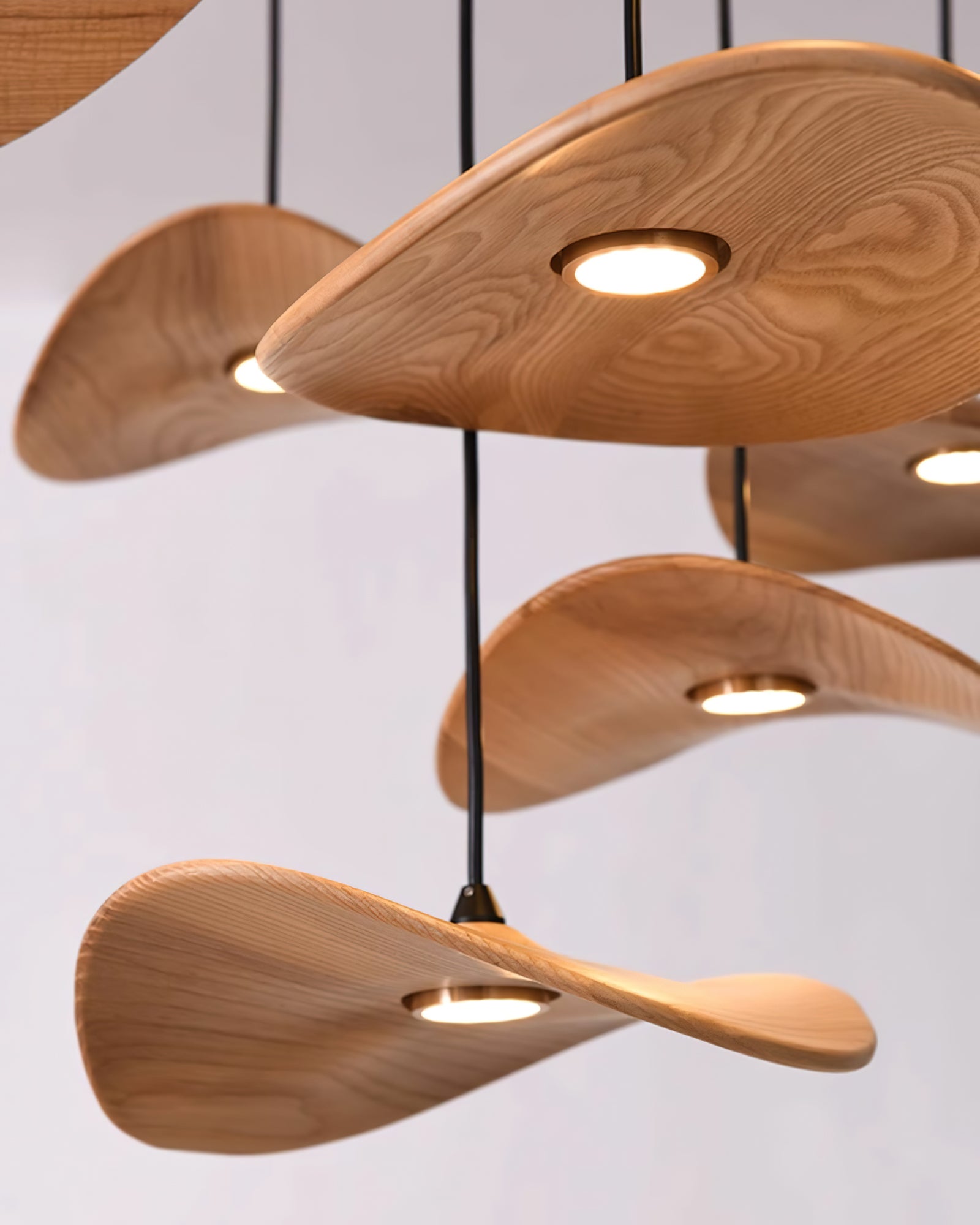 Abbott Modern Minimalist Empty Leaf Wood Chandelier-Neutral Decor