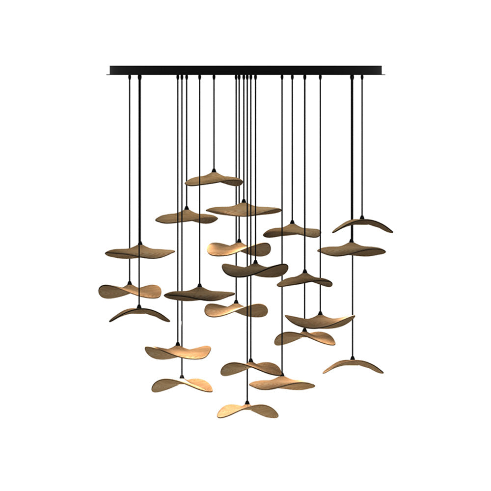 Abbott Modern Minimalist Empty Leaf Wood Chandelier-Neutral Decor