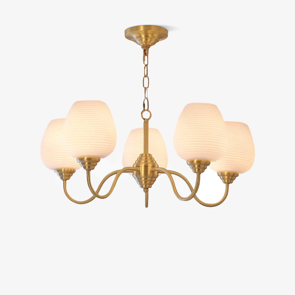 Lustra Chandelier Antique Brass White Glass-Neutral Decor