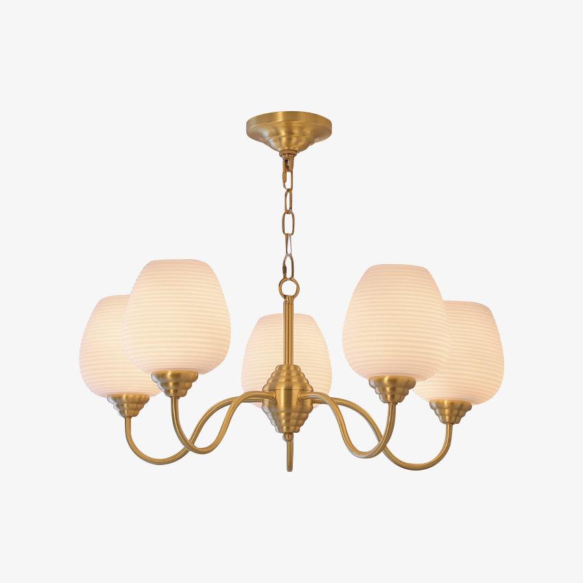 Lustra Chandelier Antique Brass White Glass-Neutral Decor