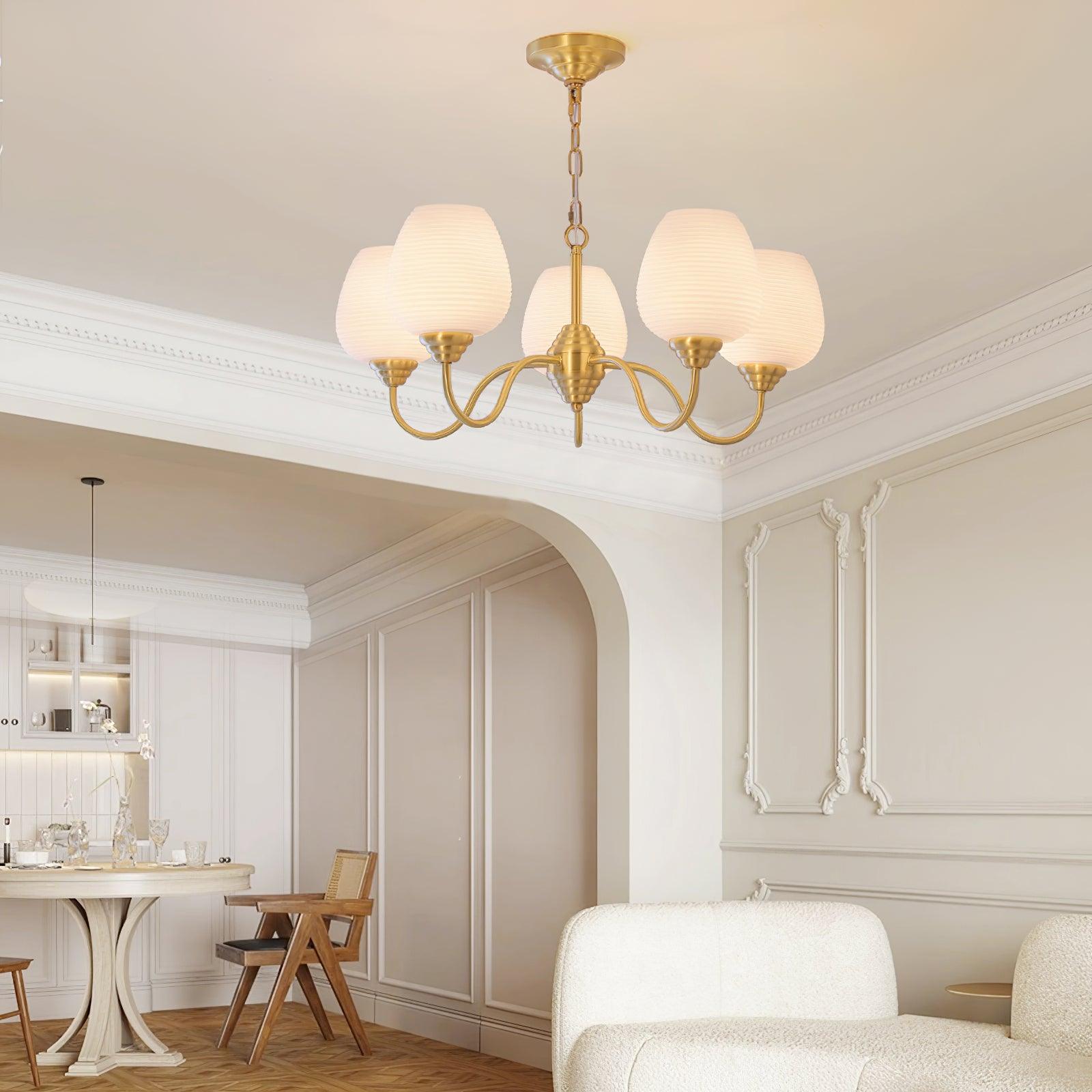 Lustra Chandelier Antique Brass White Glass-Neutral Decor