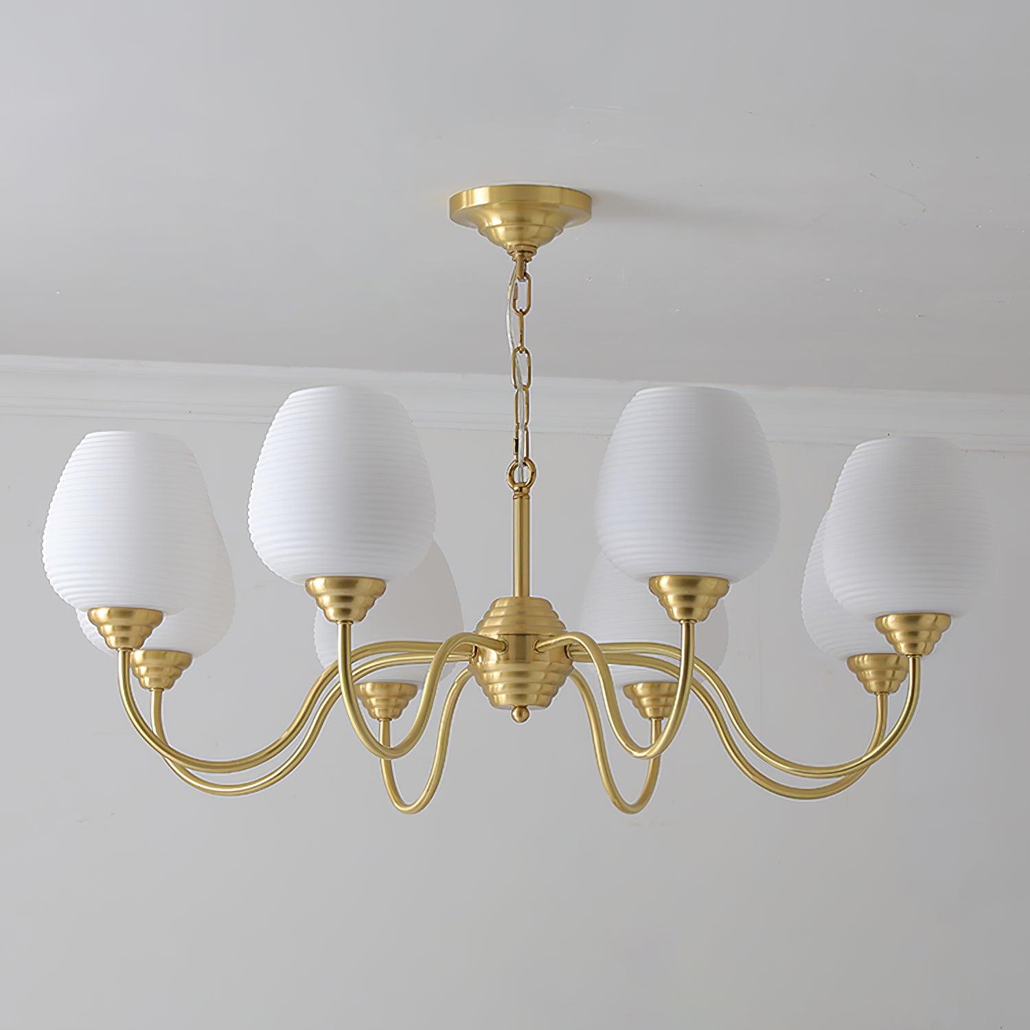 Lustra Chandelier Antique Brass White Glass-Neutral Decor