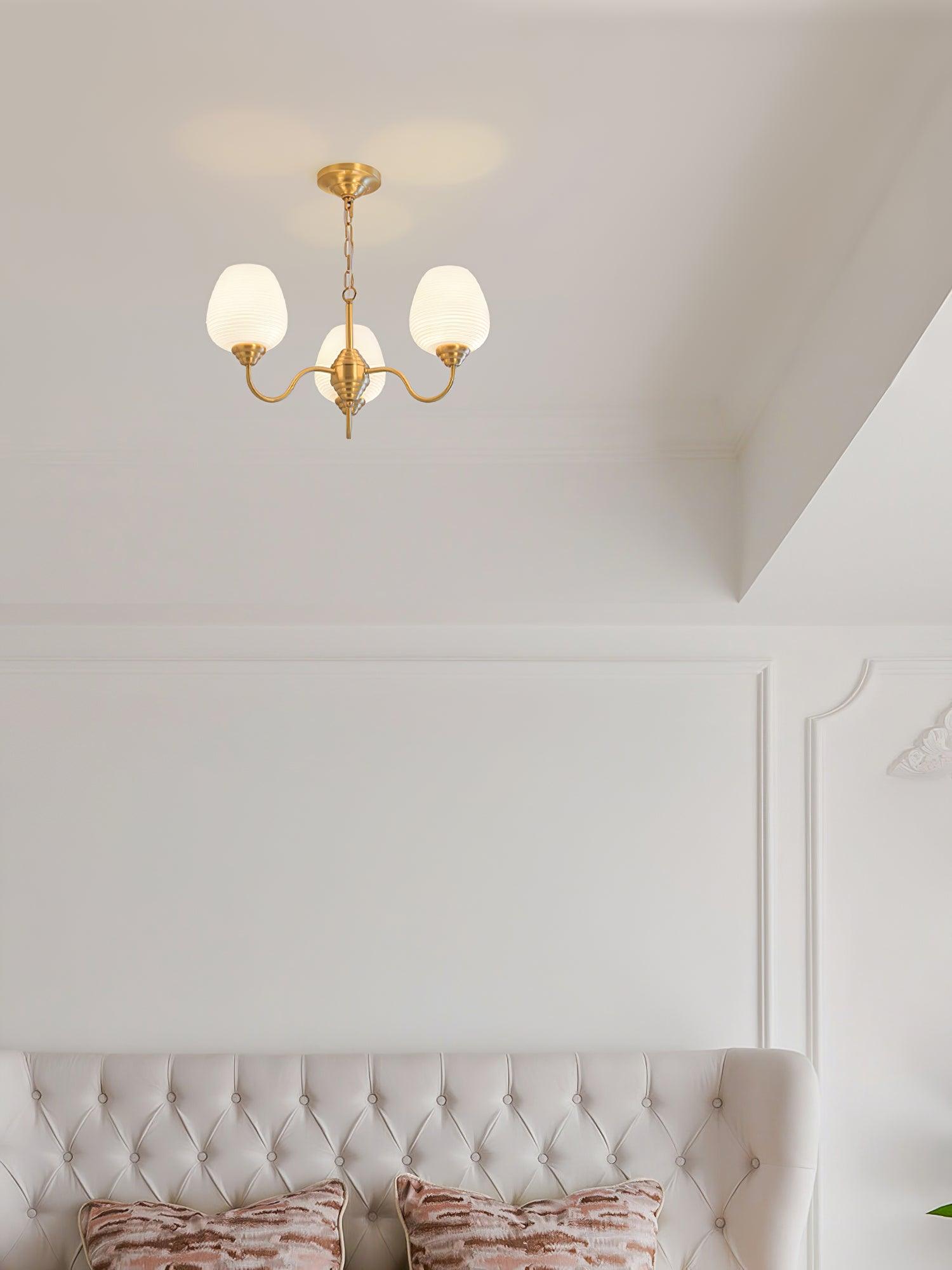 Lustra Chandelier Antique Brass White Glass-Neutral Decor