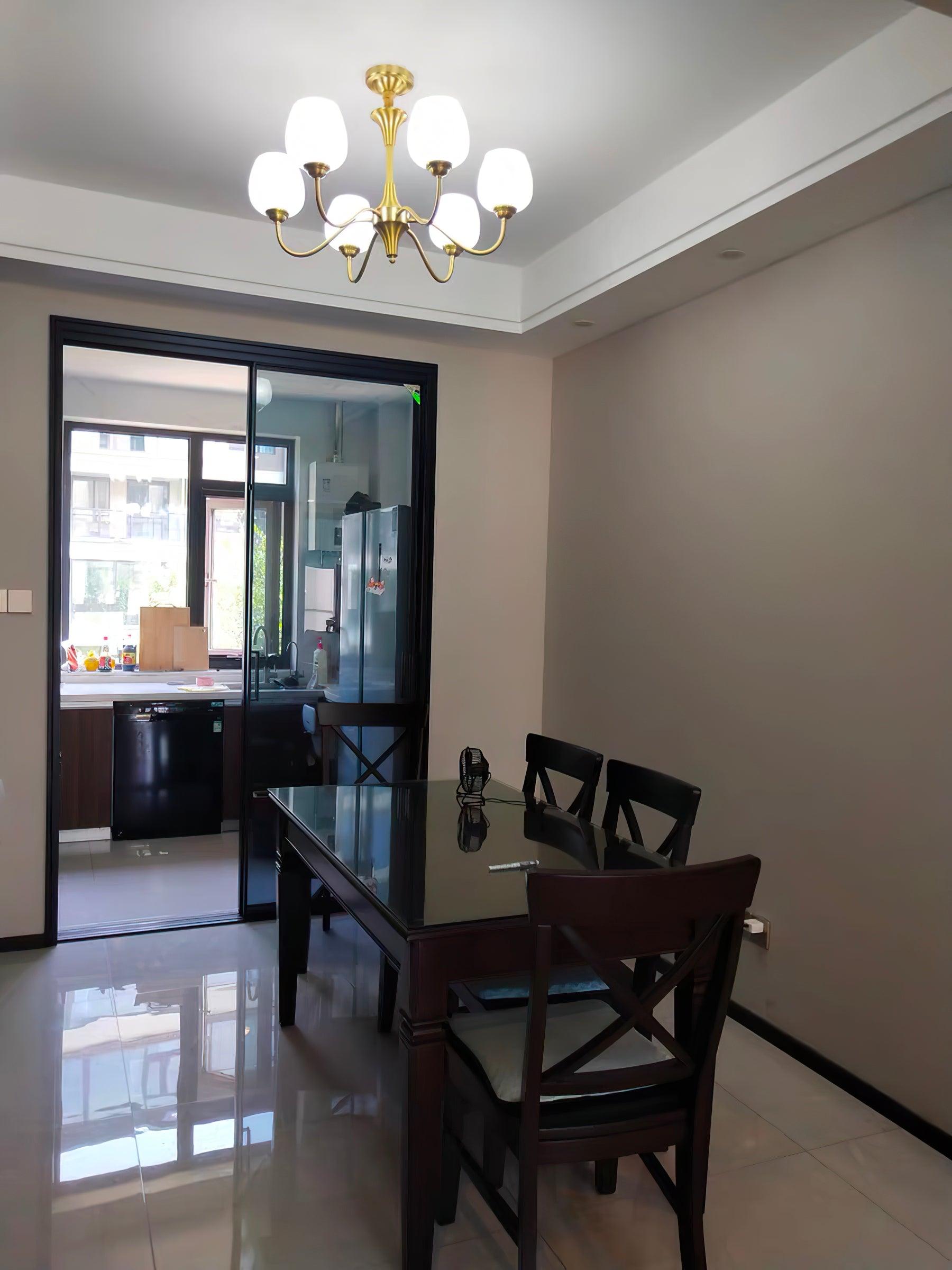 Lustra Chandelier Antique Brass White Glass-Neutral Decor