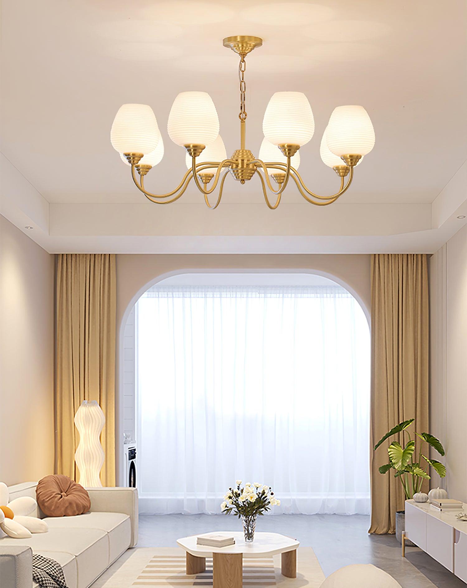 Lustra Chandelier Antique Brass White Glass-Neutral Decor