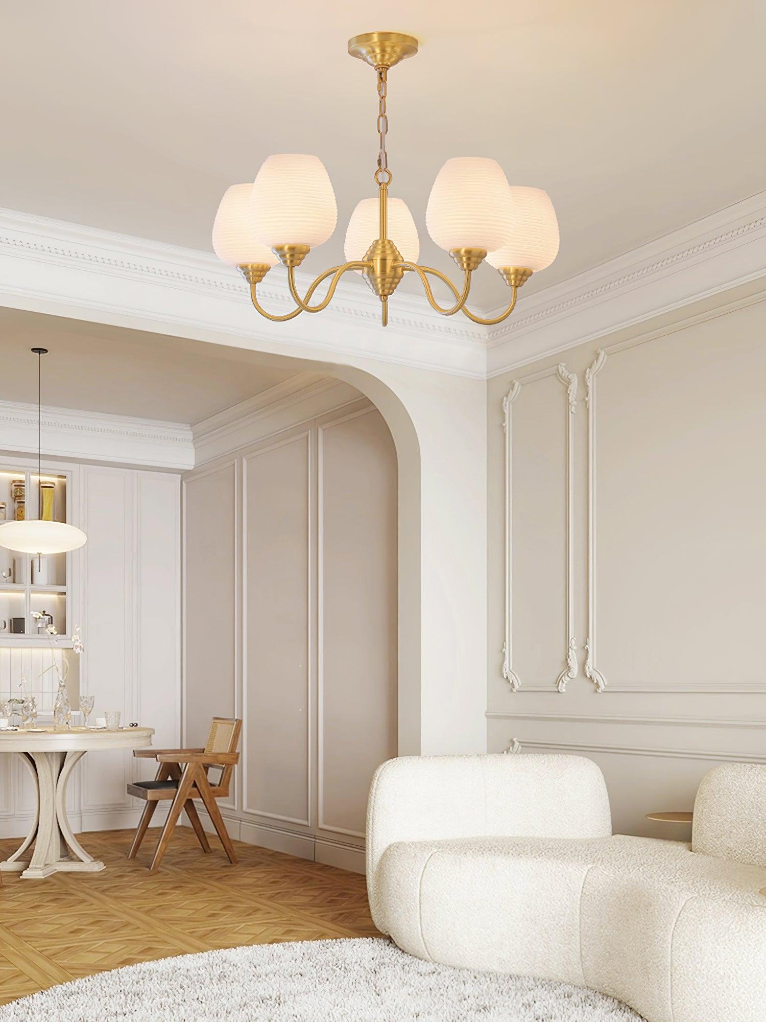 Lustra Chandelier Antique Brass White Glass-Neutral Decor