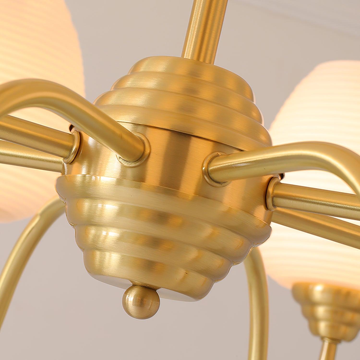 Lustra Chandelier Antique Brass White Glass-Neutral Decor