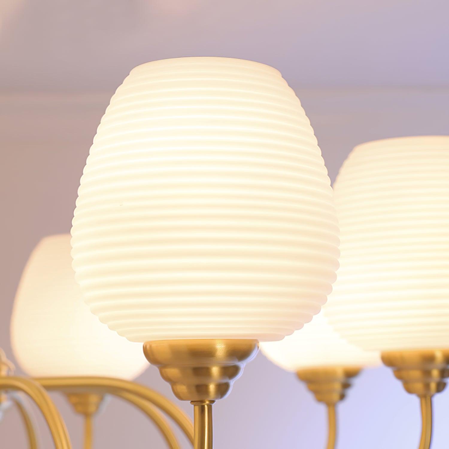 Lustra Chandelier Antique Brass White Glass-Neutral Decor