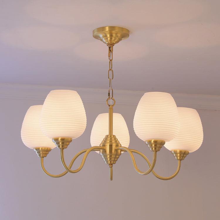 Lustra Chandelier Antique Brass White Glass-Neutral Decor