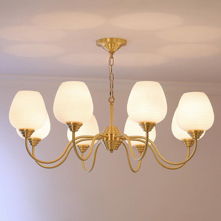 Lustra Chandelier Antique Brass White Glass-Neutral Decor